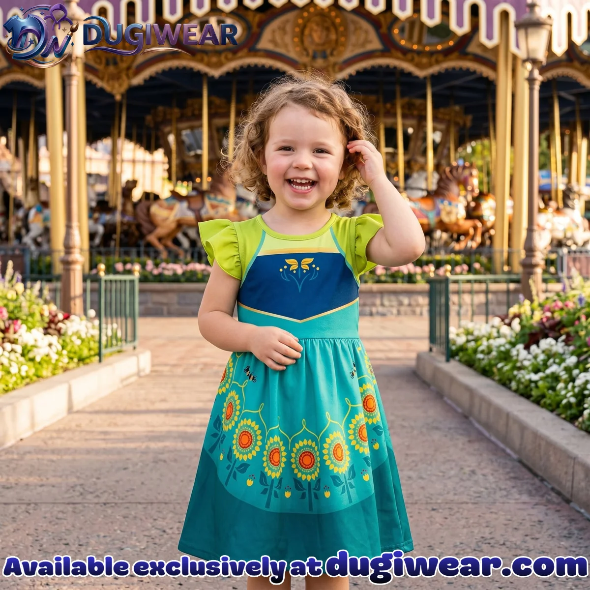 Girls Disney Frozen Elsa Anna Coronation Princess Ruffle Skater Dress, Family Matching Outfit Girls Disney Frozen Elsa Anna Coronation Princess Ruffle Skater Dress, Family Matching Outfit