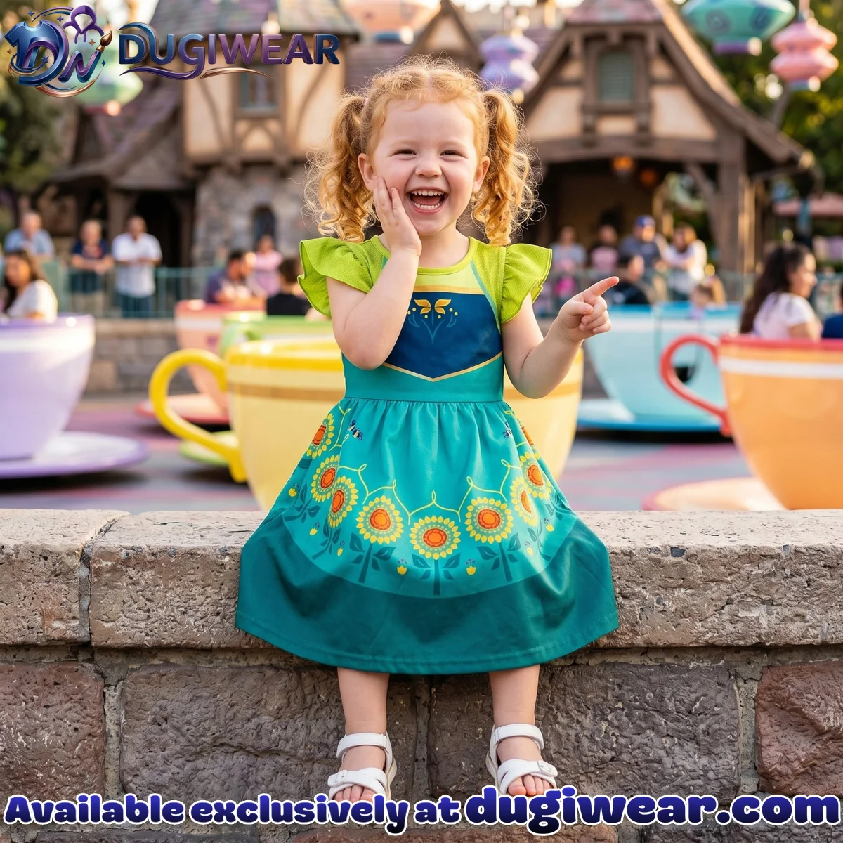 Girls Disney Frozen Elsa Anna Coronation Princess Ruffle Skater Dress, Family Matching Outfit Girls Disney Frozen Elsa Anna Coronation Princess Ruffle Skater Dress, Family Matching Outfit