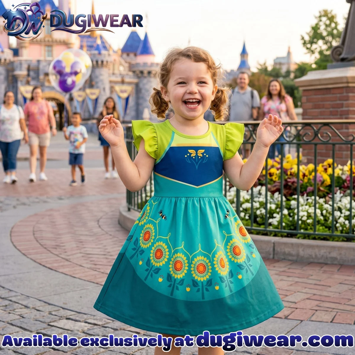 Girls Disney Frozen Elsa Anna Coronation Princess Ruffle Skater Dress, Family Matching Outfit