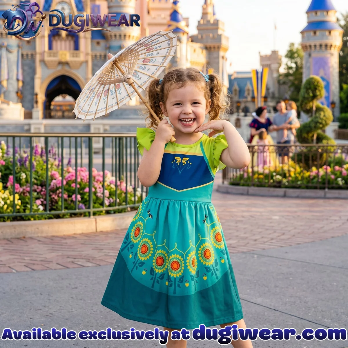 Girls Disney Frozen Elsa Anna Coronation Princess Ruffle Skater Dress, Family Matching Outfit Girls Disney Frozen Elsa Anna Coronation Princess Ruffle Skater Dress, Family Matching Outfit