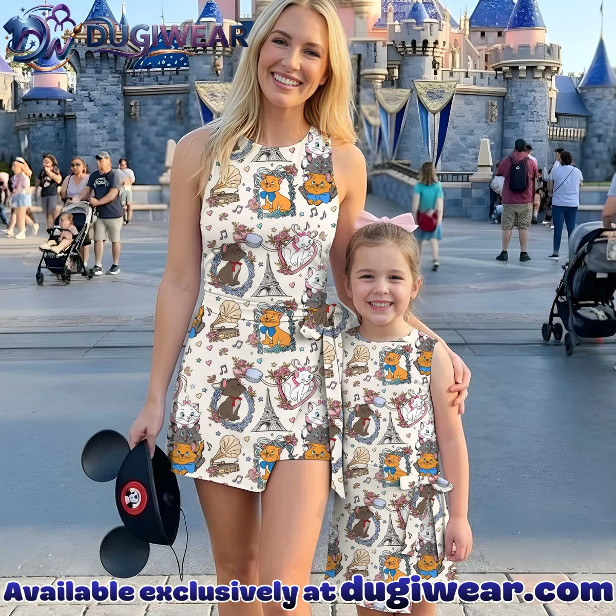 Girls Disney Marie Aristocats Eiffel Tower Athletic Dress - Tennis Dress Skirt, Family Matching Outfit