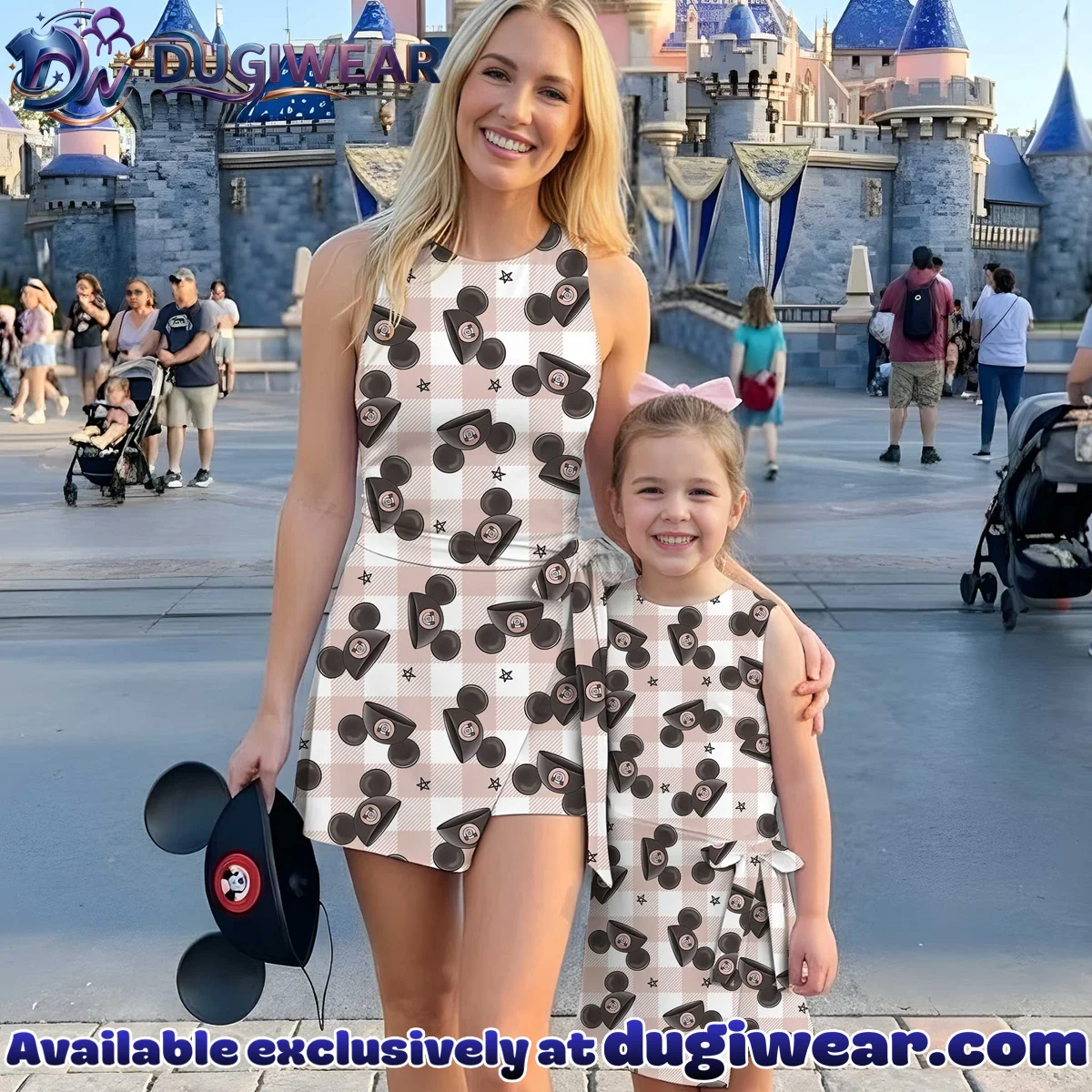 Girls Disney Mickey Icon Checkered Athletic Dress - Tennis Dress Skirt, Family Matching Outfit