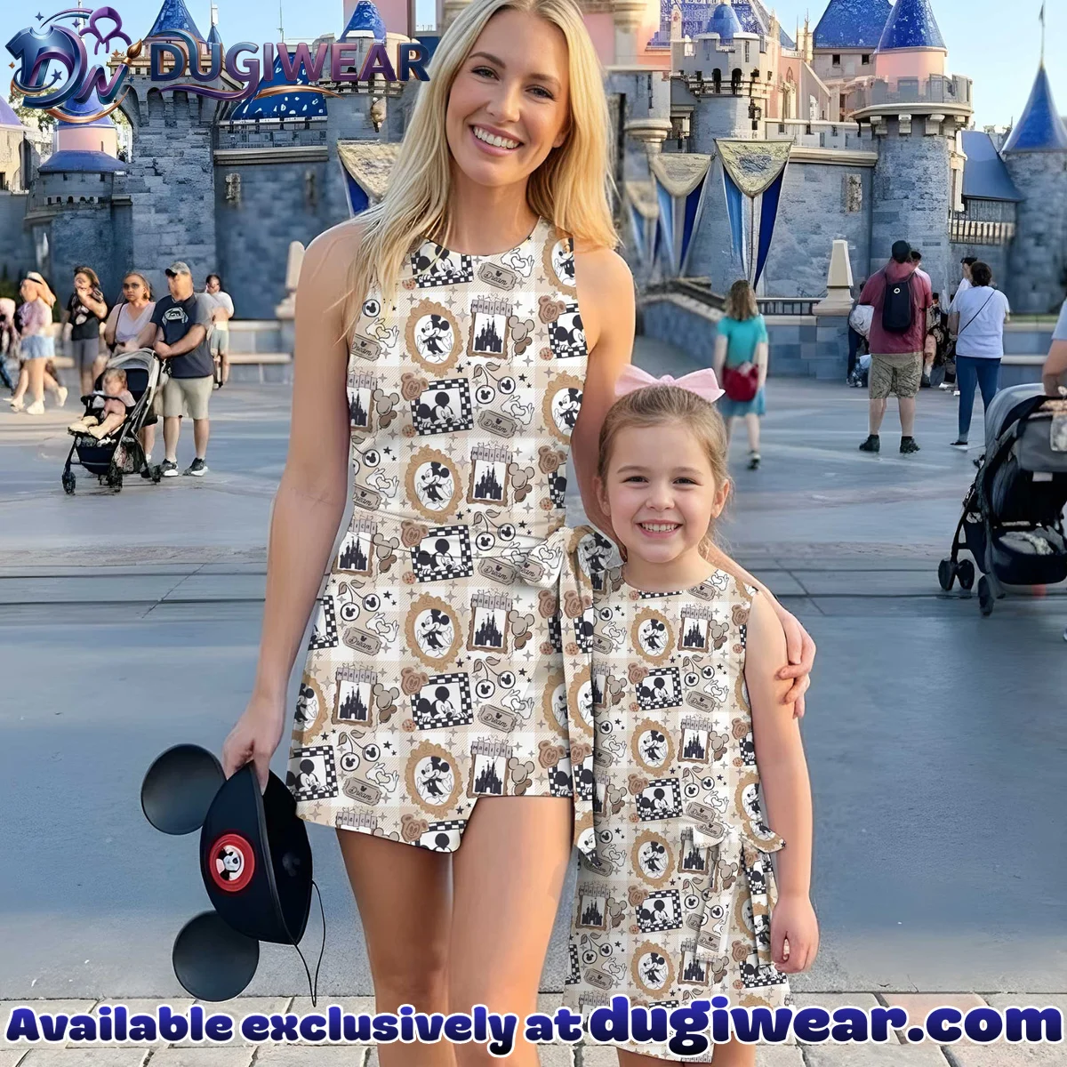 Girls Disney Mickey Mouse Castle Frame Brown Athletic Dress - Tennis Dress Skirt, Family Matching Outfit