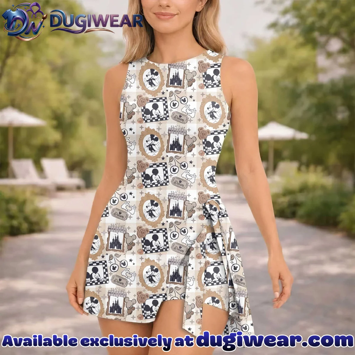 Girls Disney Mickey Mouse Castle Frame Brown Athletic Dress - Tennis Dress Skirt, Family Matching Outfit Girls Disney Mickey Mouse Castle Frame Brown Athletic Dress - Tennis Dress Skirt, Family Matching Outfit
