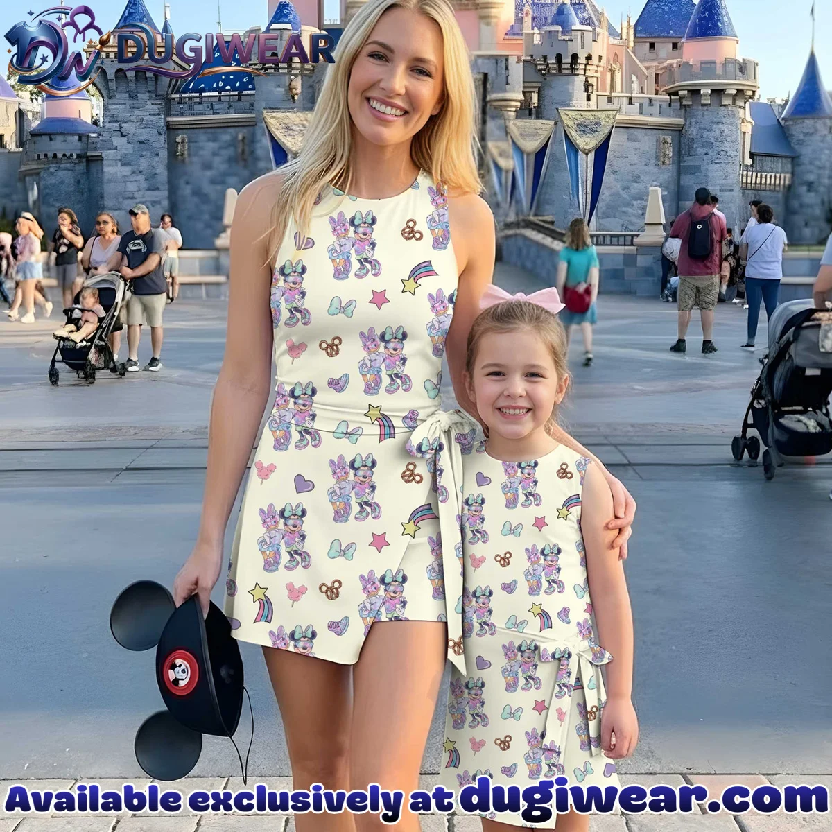 Girls Disney Mickey Mouse Daisy Duck Beige Athletic Dress - Tennis Dress Skirt, Family Matching Outfit