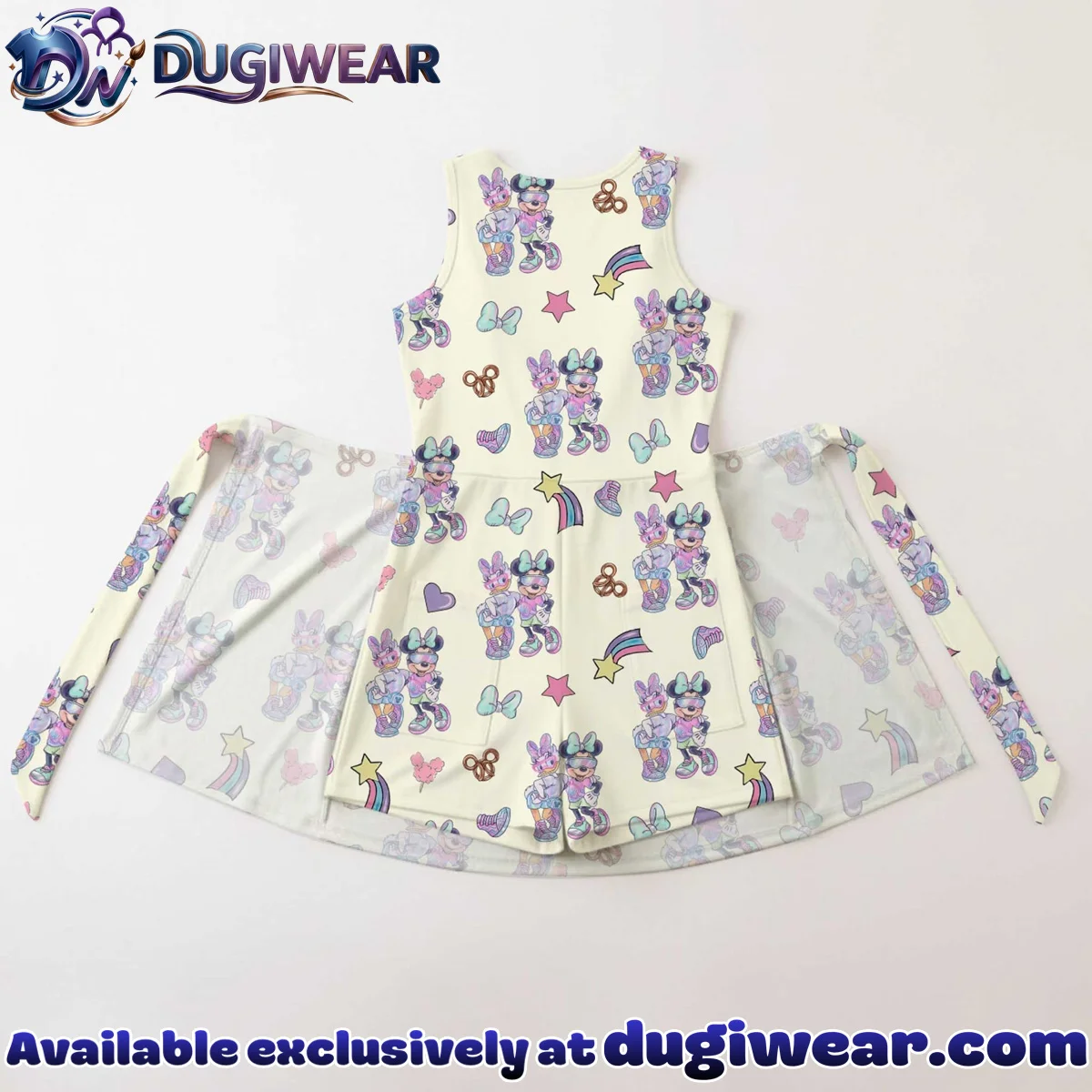 Girls Disney Mickey Mouse Daisy Duck Beige Athletic Dress - Tennis Dress Skirt, Family Matching Outfit Girls Disney Mickey Mouse Daisy Duck Beige Athletic Dress - Tennis Dress Skirt, Family Matching Outfit
