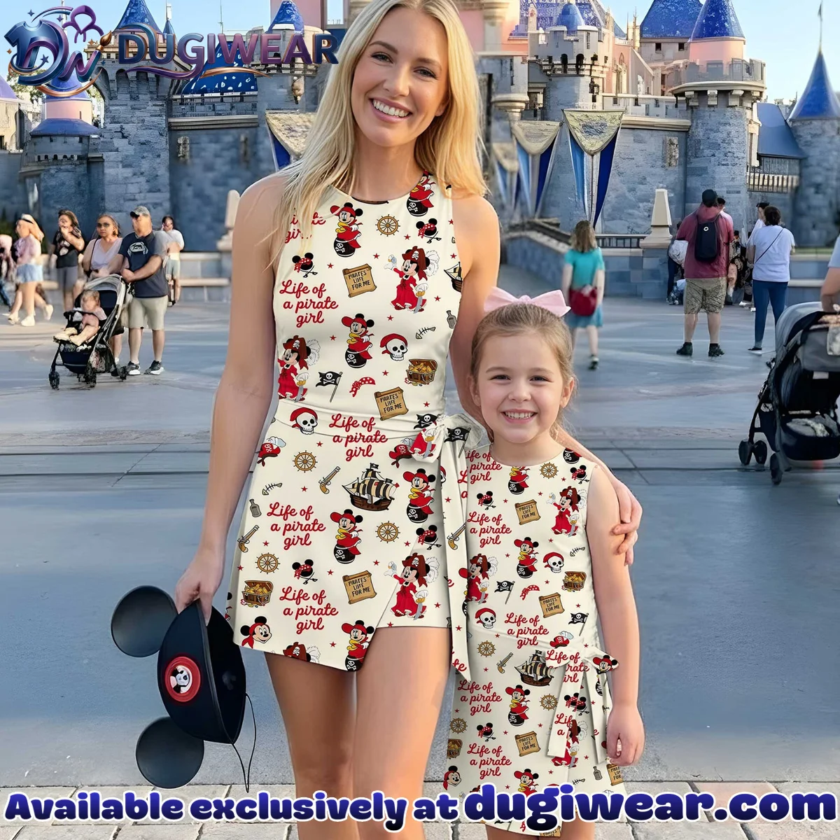 Girls Disney Mickey Pirate Treasure Map Athletic Dress - Tennis Dress Skirt, Family Matching Outfit
