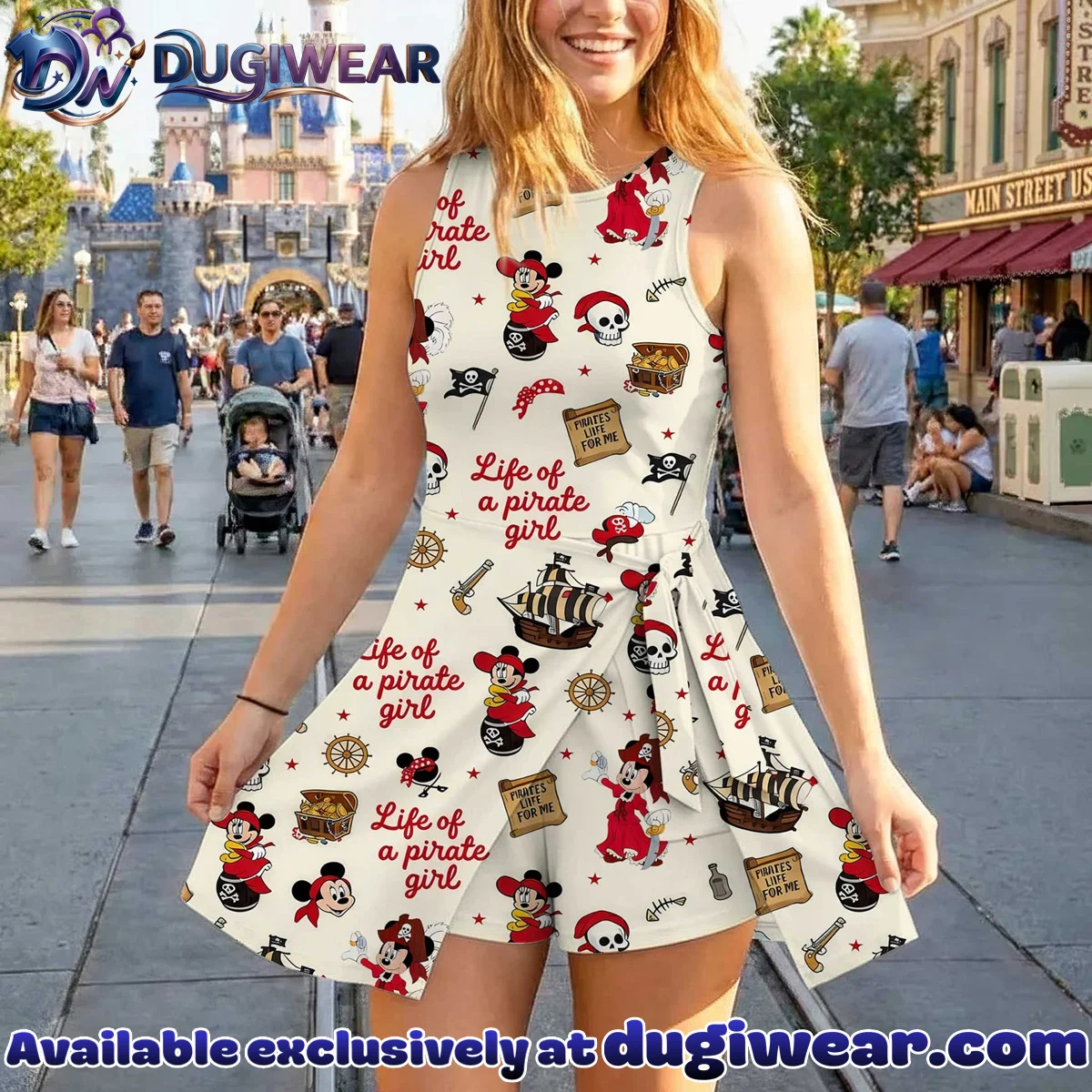 Girls Disney Mickey Pirate Treasure Map Athletic Dress - Tennis Dress Skirt, Family Matching Outfit Girls Disney Mickey Pirate Treasure Map Athletic Dress - Tennis Dress Skirt, Family Matching Outfit