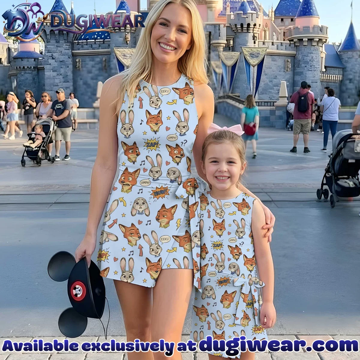 Girls Disney Nick Wilde and Judy Hopps Blue Athletic Dress - Tennis Dress Skirt, Family Matching Outfit