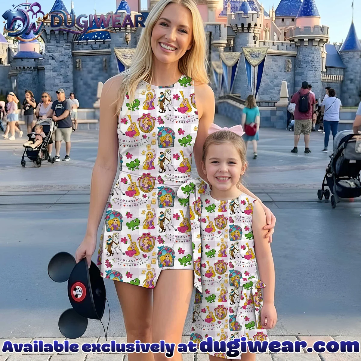 Girls Disney Tangled Pink Checkered Athletic Dress - Tennis Dress Skirt, Family Matching Outfit