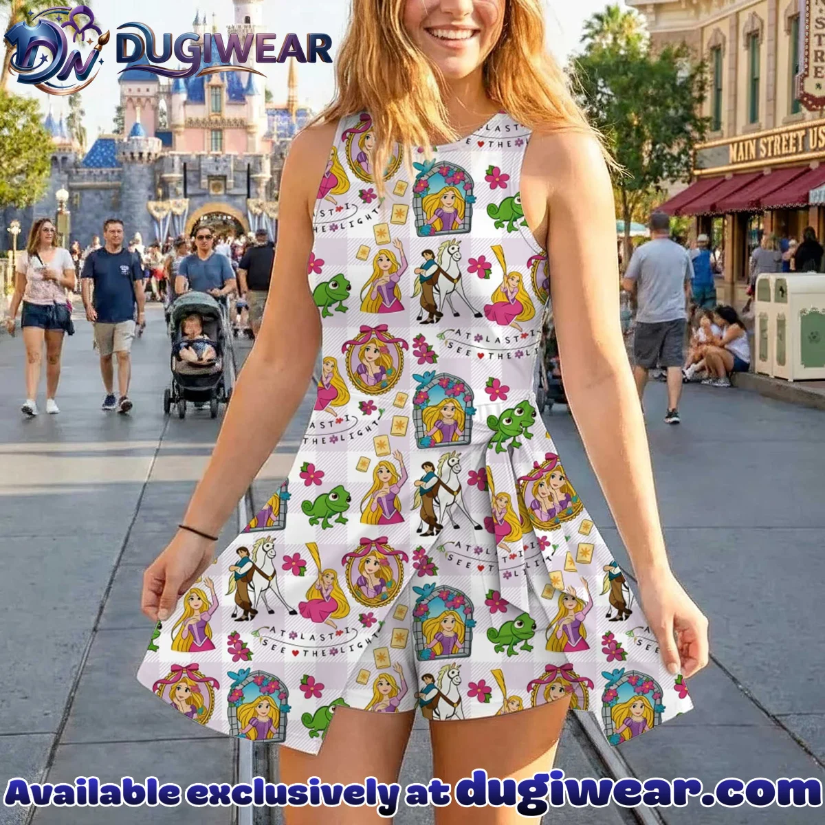 Girls Disney Tangled Pink Checkered Athletic Dress - Tennis Dress Skirt, Family Matching Outfit Girls Disney Tangled Pink Checkered Athletic Dress - Tennis Dress Skirt, Family Matching Outfit