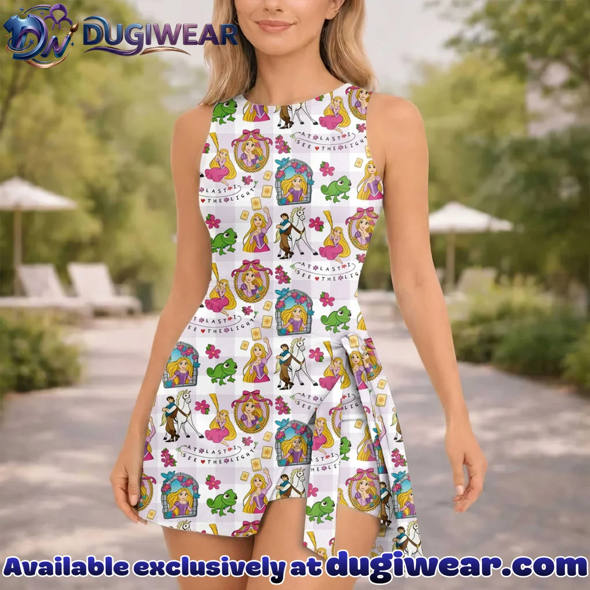 Girls Disney Tangled Pink Checkered Athletic Dress - Tennis Dress Skirt, Family Matching Outfit Girls Disney Tangled Pink Checkered Athletic Dress - Tennis Dress Skirt, Family Matching Outfit