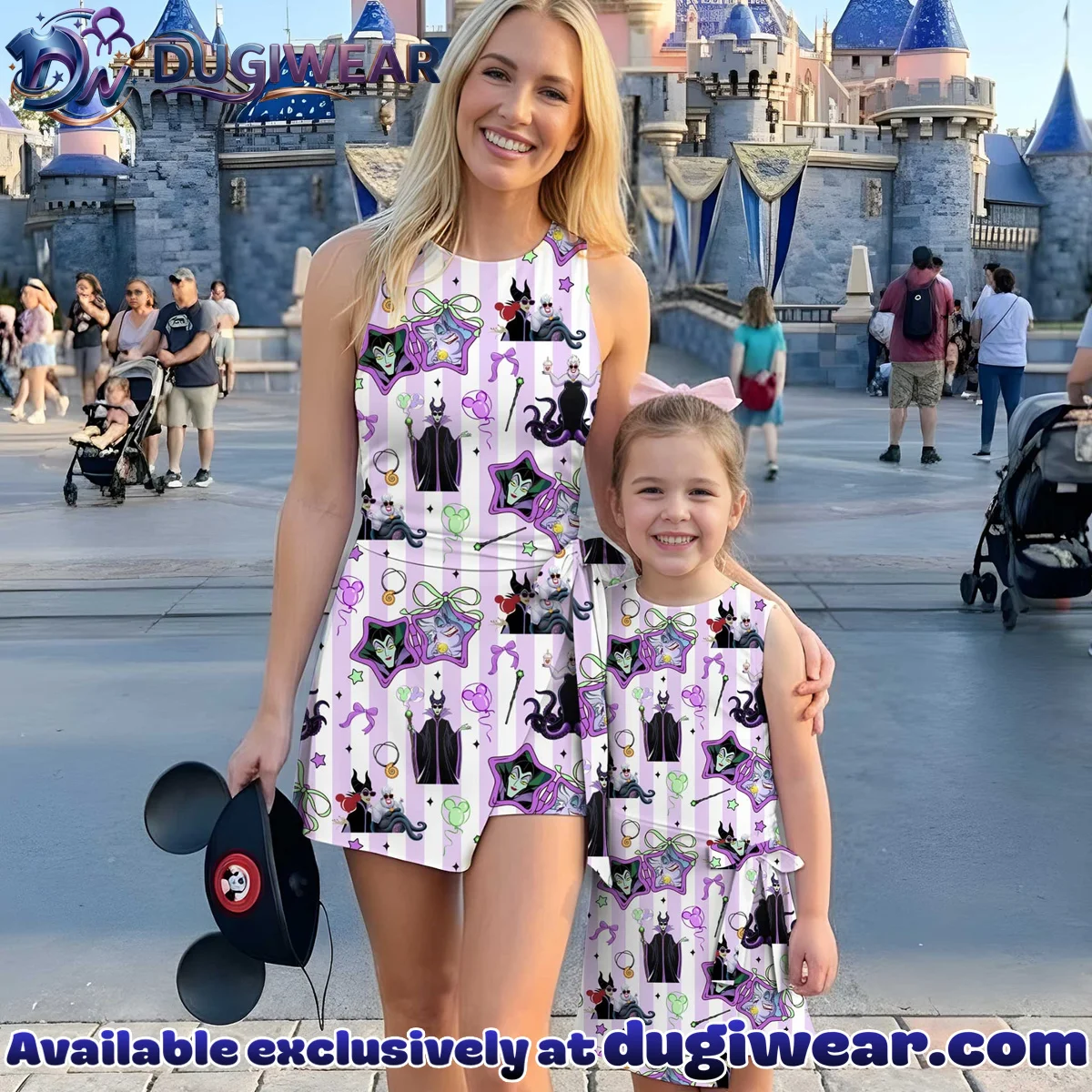Girls Disney Villains Purple Stripe Athletic Dress - Tennis Dress Skirt, Family Matching Disney Outfit