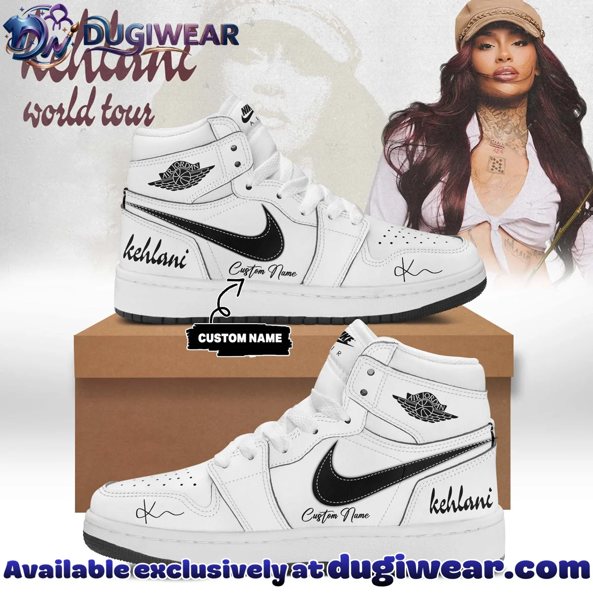 Kehlani World Tour Signature Custom Air Force 1 & Jordan 1 Shoes (Style 32)