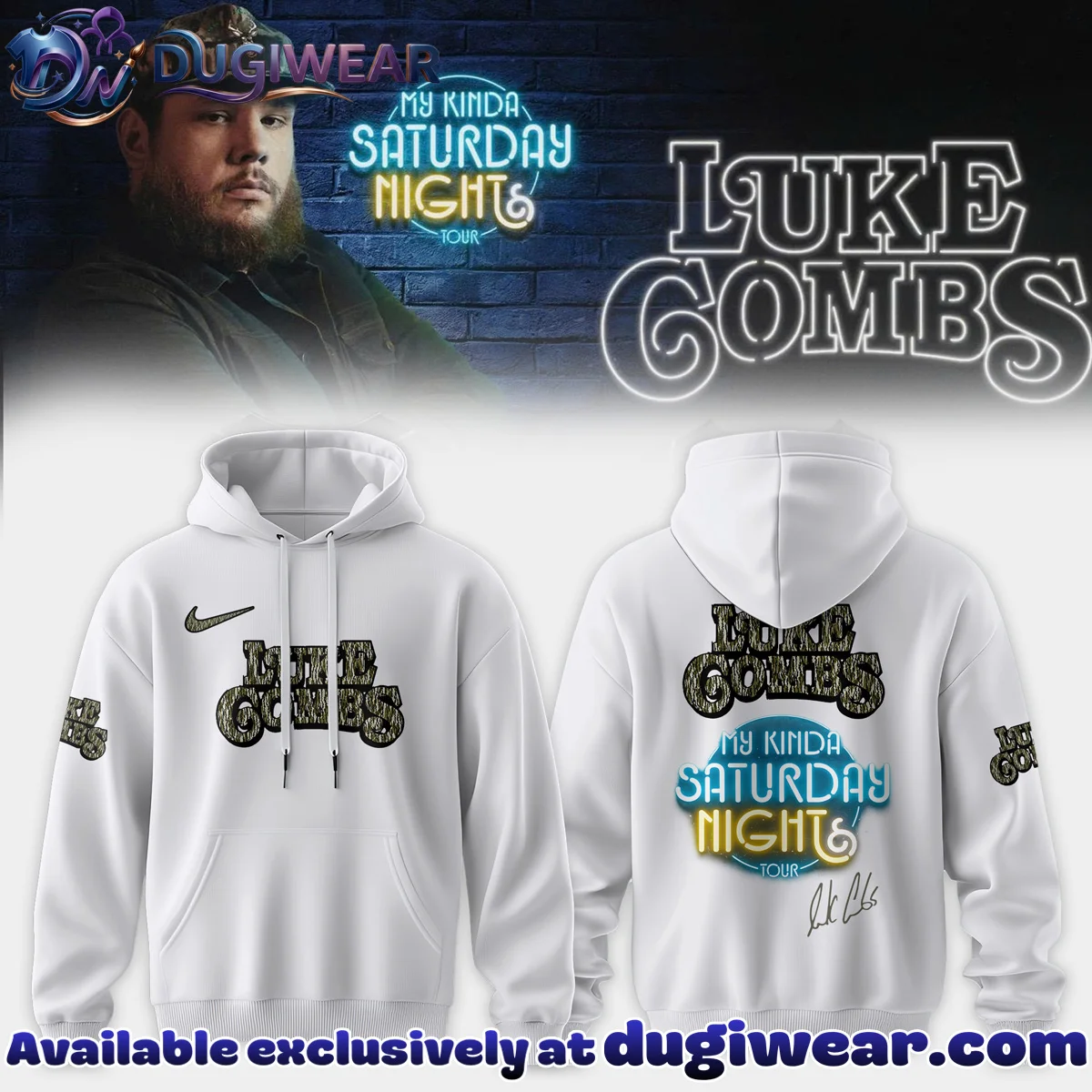 Luke Combs My Kinda Saturday Night Tour Signature Shirt & Hoodie (Style 7)