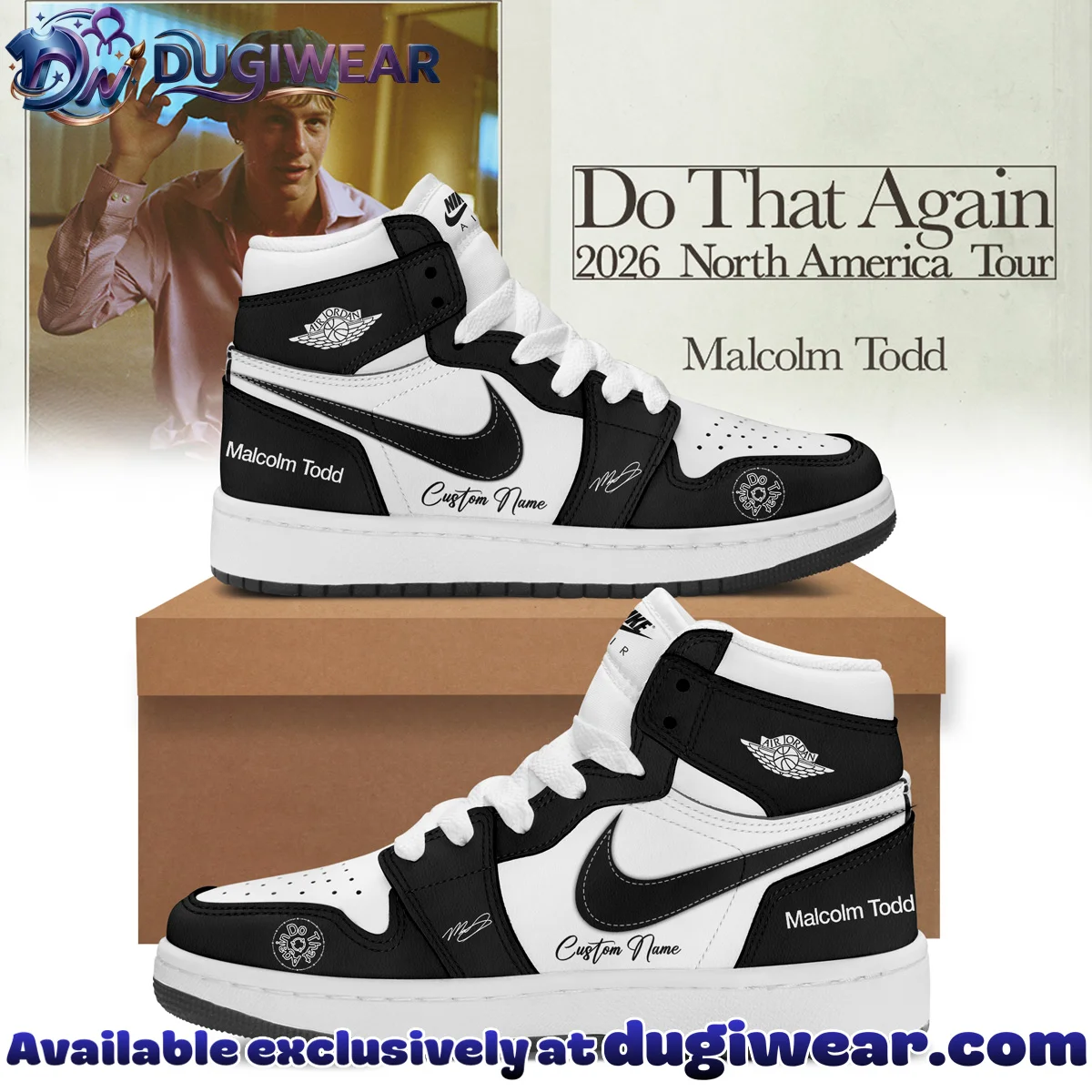Malcolm Todd Do That Again Tour Signed Custom Air Force 1 & Jordan 1 Shoes [Drop 2]