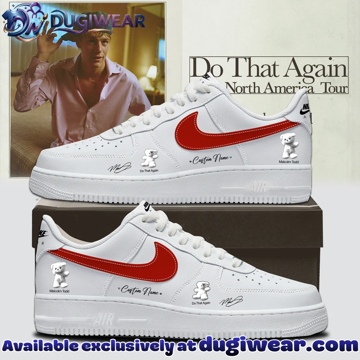 Malcolm Todd Do That Again Tour Signed Custom Air Force 1 & Jordan 1 Shoes [Drop 6]
