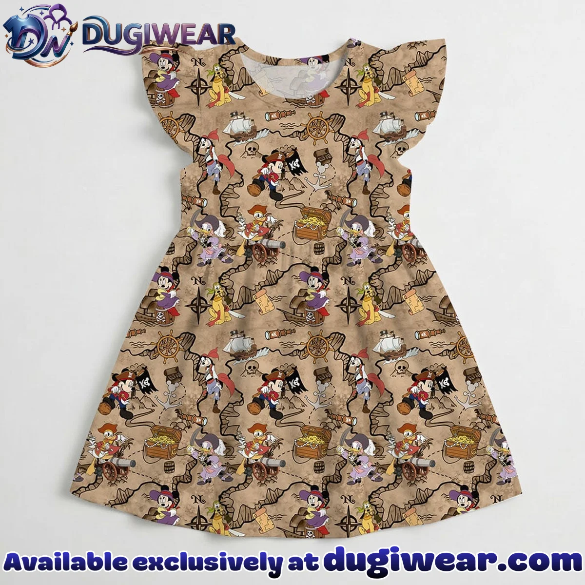 Mickey and Friends Treasure Map Mommy & Me Skater Dress, Mama Mini Adventure Matching Outfit Mickey and Friends Treasure Map Mommy & Me Skater Dress, Mama Mini Adventure Matching Outfit