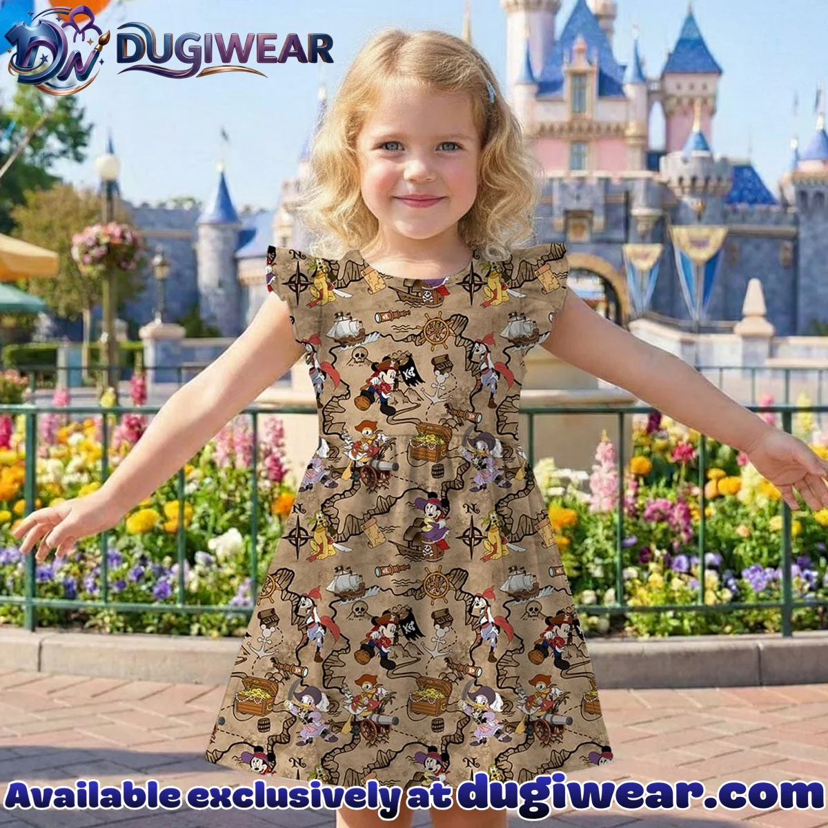 Mickey and Friends Treasure Map Mommy & Me Skater Dress, Mama Mini Adventure Matching Outfit Mickey and Friends Treasure Map Mommy & Me Skater Dress, Mama Mini Adventure Matching Outfit