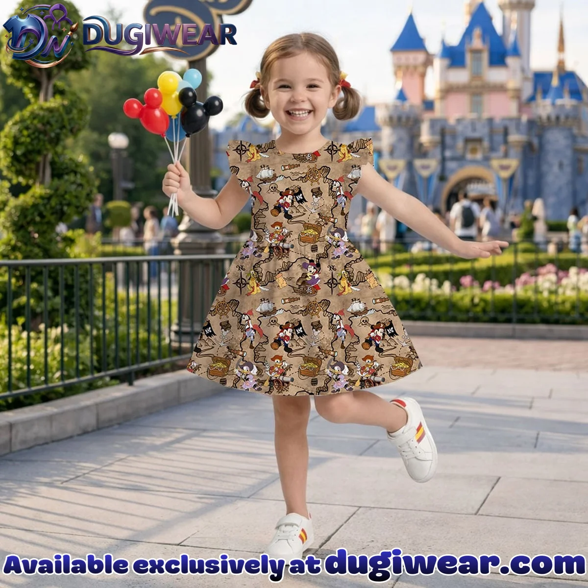 Mickey and Friends Treasure Map Mommy & Me Skater Dress, Mama Mini Adventure Matching Outfit Mickey and Friends Treasure Map Mommy & Me Skater Dress, Mama Mini Adventure Matching Outfit