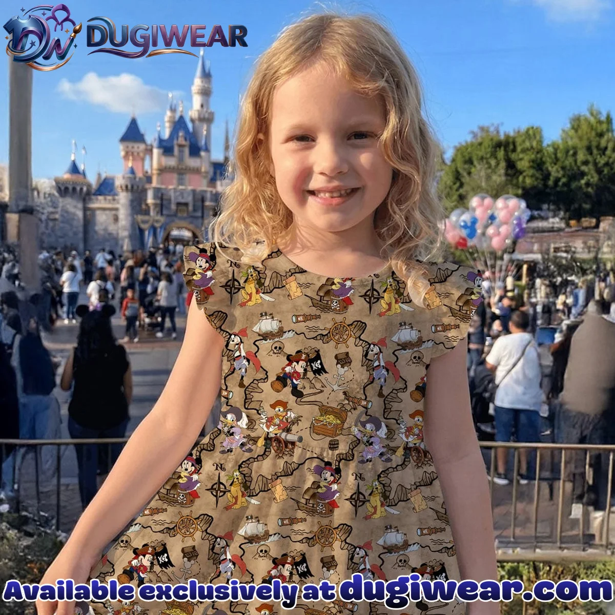 Mickey and Friends Treasure Map Mommy & Me Skater Dress, Mama Mini Adventure Matching Outfit Mickey and Friends Treasure Map Mommy & Me Skater Dress, Mama Mini Adventure Matching Outfit
