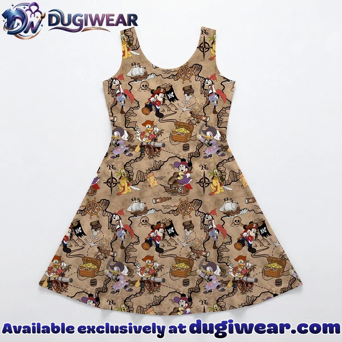 Mickey and Friends Treasure Map Mommy & Me Skater Dress, Mama Mini Adventure Matching Outfit Mickey and Friends Treasure Map Mommy & Me Skater Dress, Mama Mini Adventure Matching Outfit