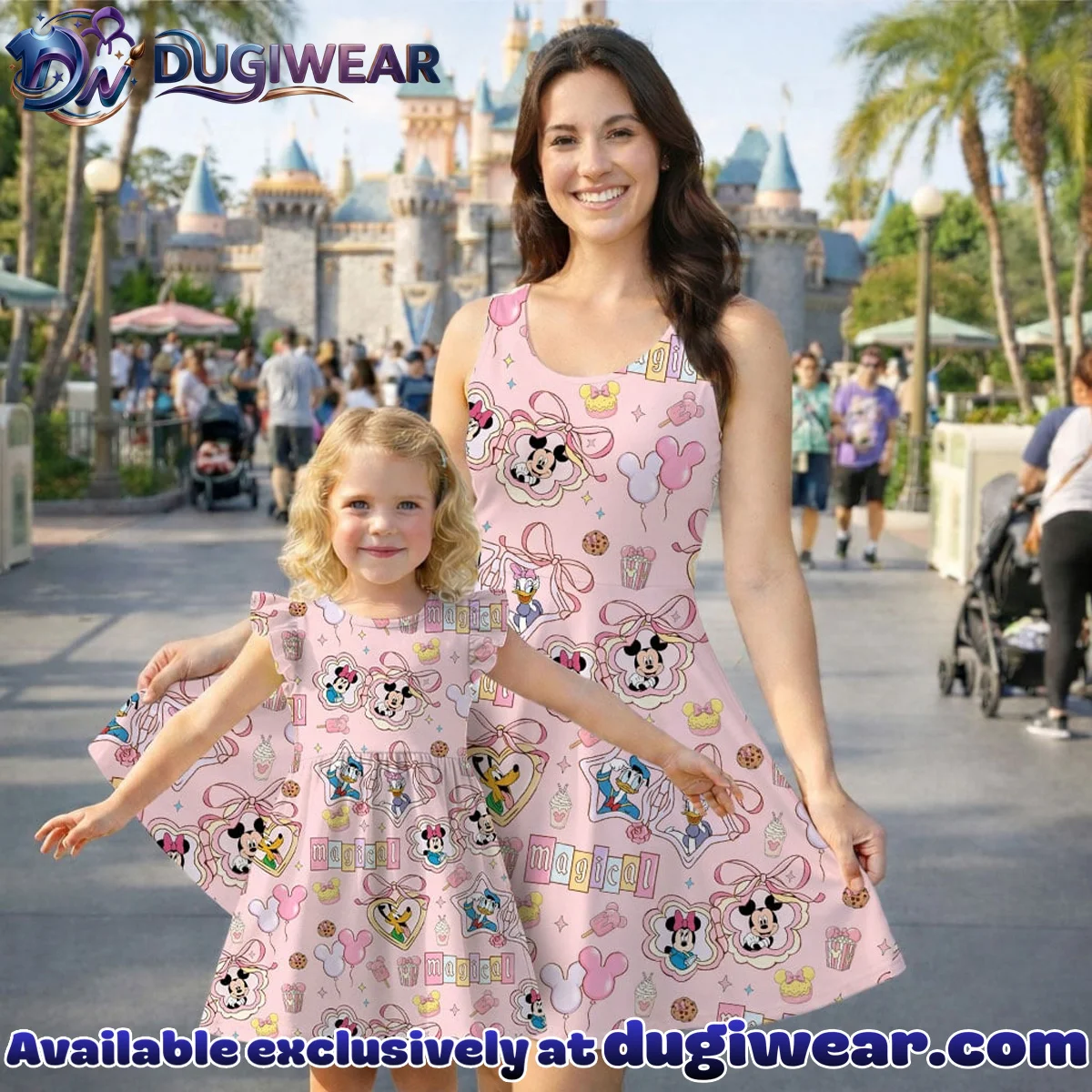 Mickey Coquette Bow Mommy & Me Skater Dress, Mama Mini Castle Matching Outfit