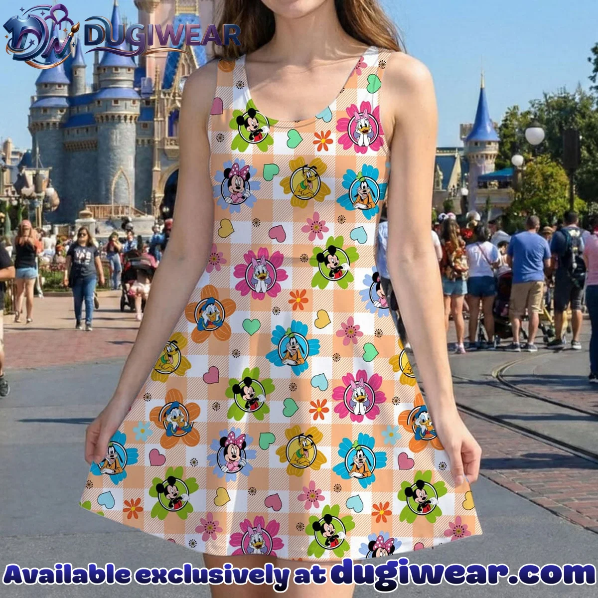 Mickey Friends Floral Mommy & Me Skater Dress, Mama Mini Garden Matching Outfit Mickey Friends Floral Mommy & Me Skater Dress, Mama Mini Garden Matching Outfit