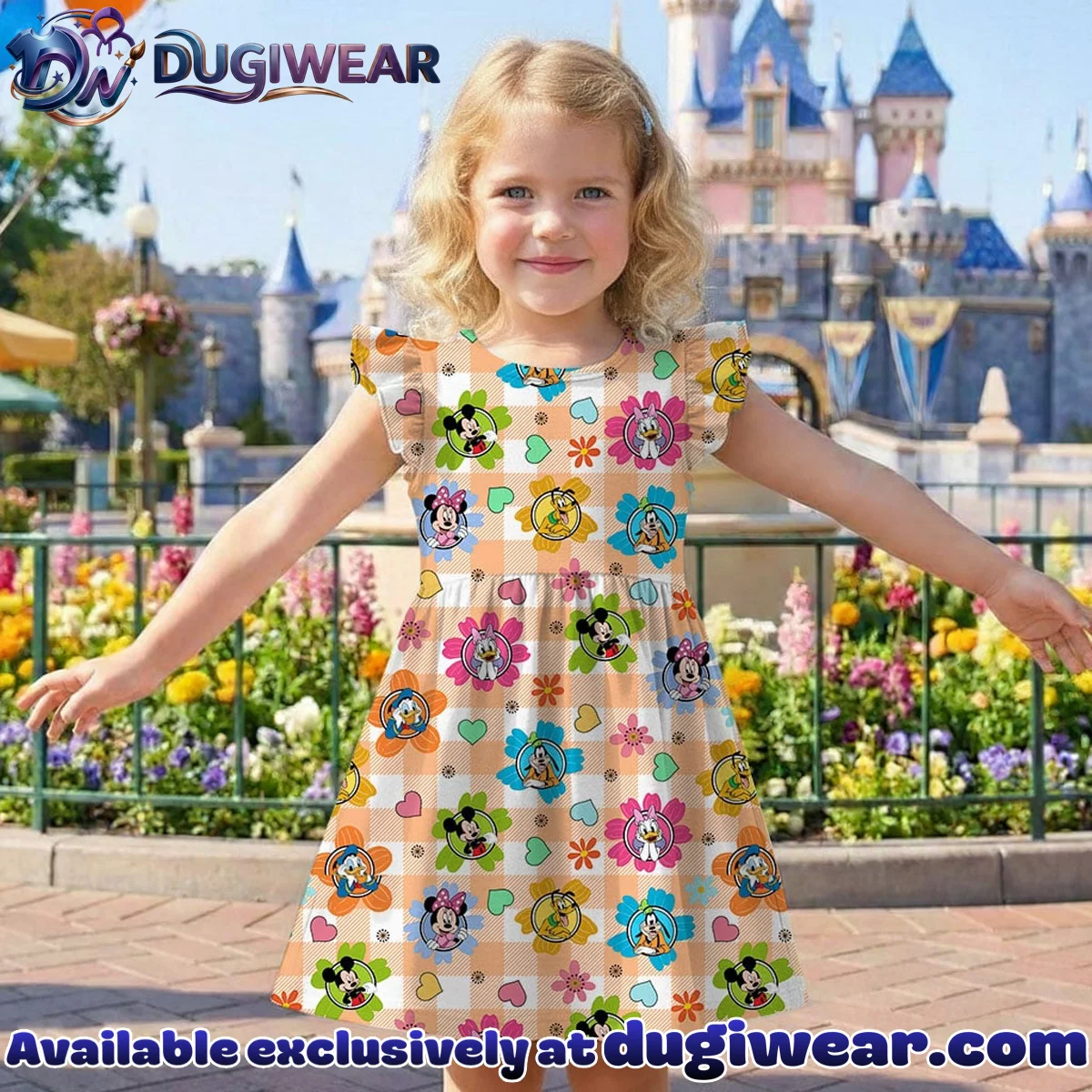 Mickey Friends Floral Mommy & Me Skater Dress, Mama Mini Garden Matching Outfit Mickey Friends Floral Mommy & Me Skater Dress, Mama Mini Garden Matching Outfit