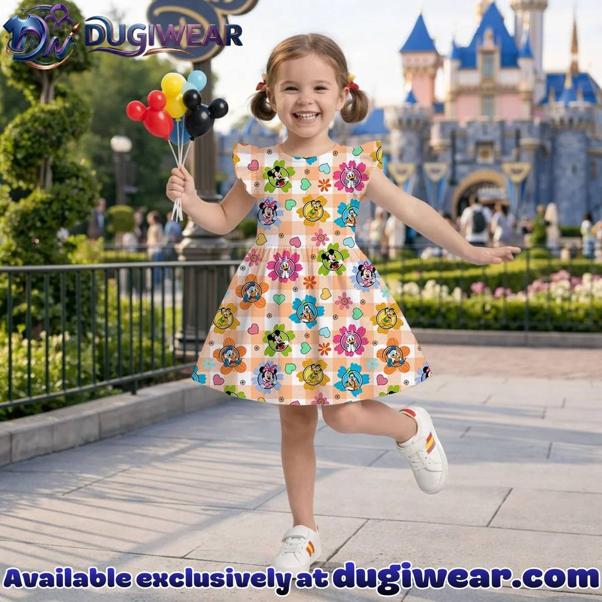Mickey Friends Floral Mommy & Me Skater Dress, Mama Mini Garden Matching Outfit Mickey Friends Floral Mommy & Me Skater Dress, Mama Mini Garden Matching Outfit