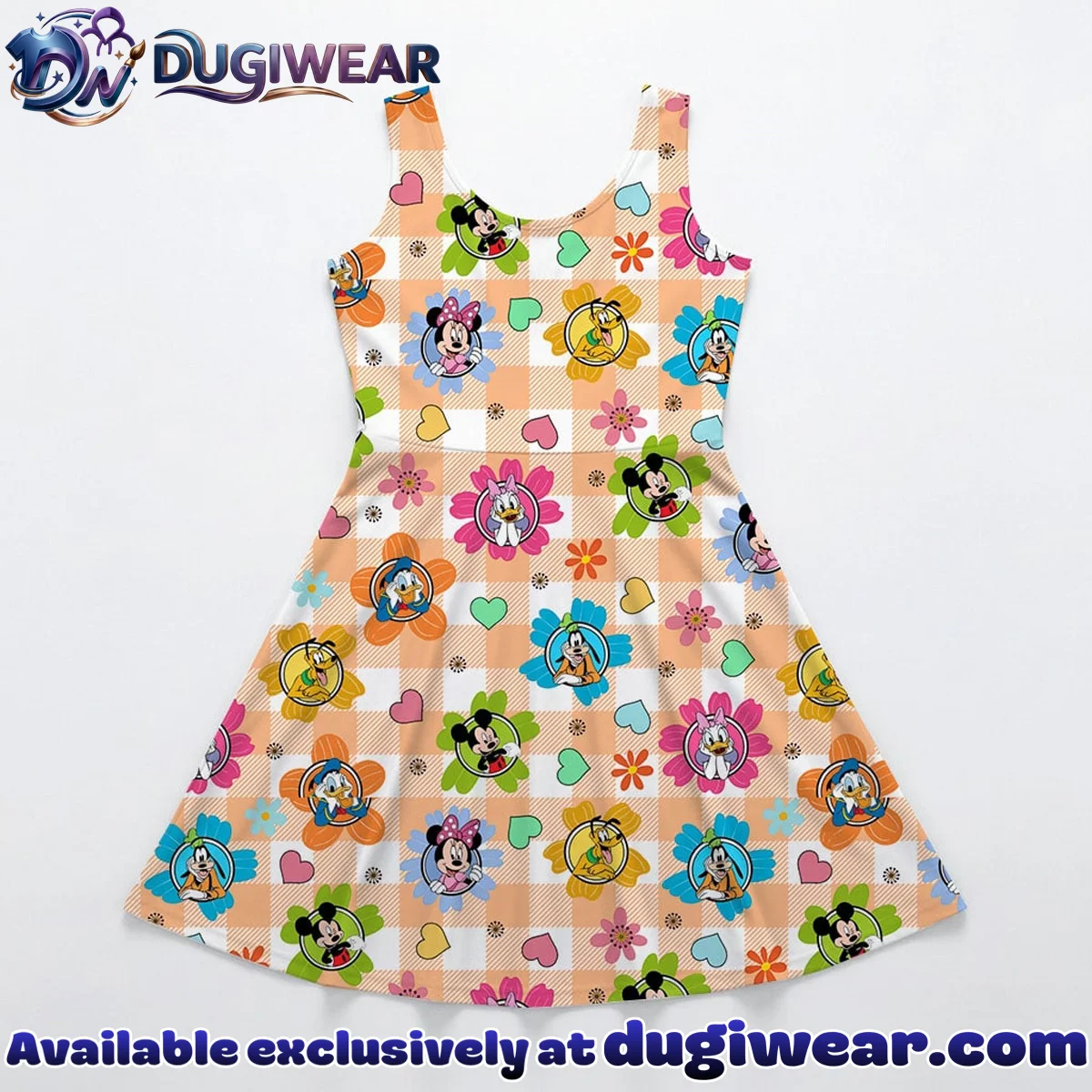 Mickey Friends Floral Mommy & Me Skater Dress, Mama Mini Garden Matching Outfit Mickey Friends Floral Mommy & Me Skater Dress, Mama Mini Garden Matching Outfit