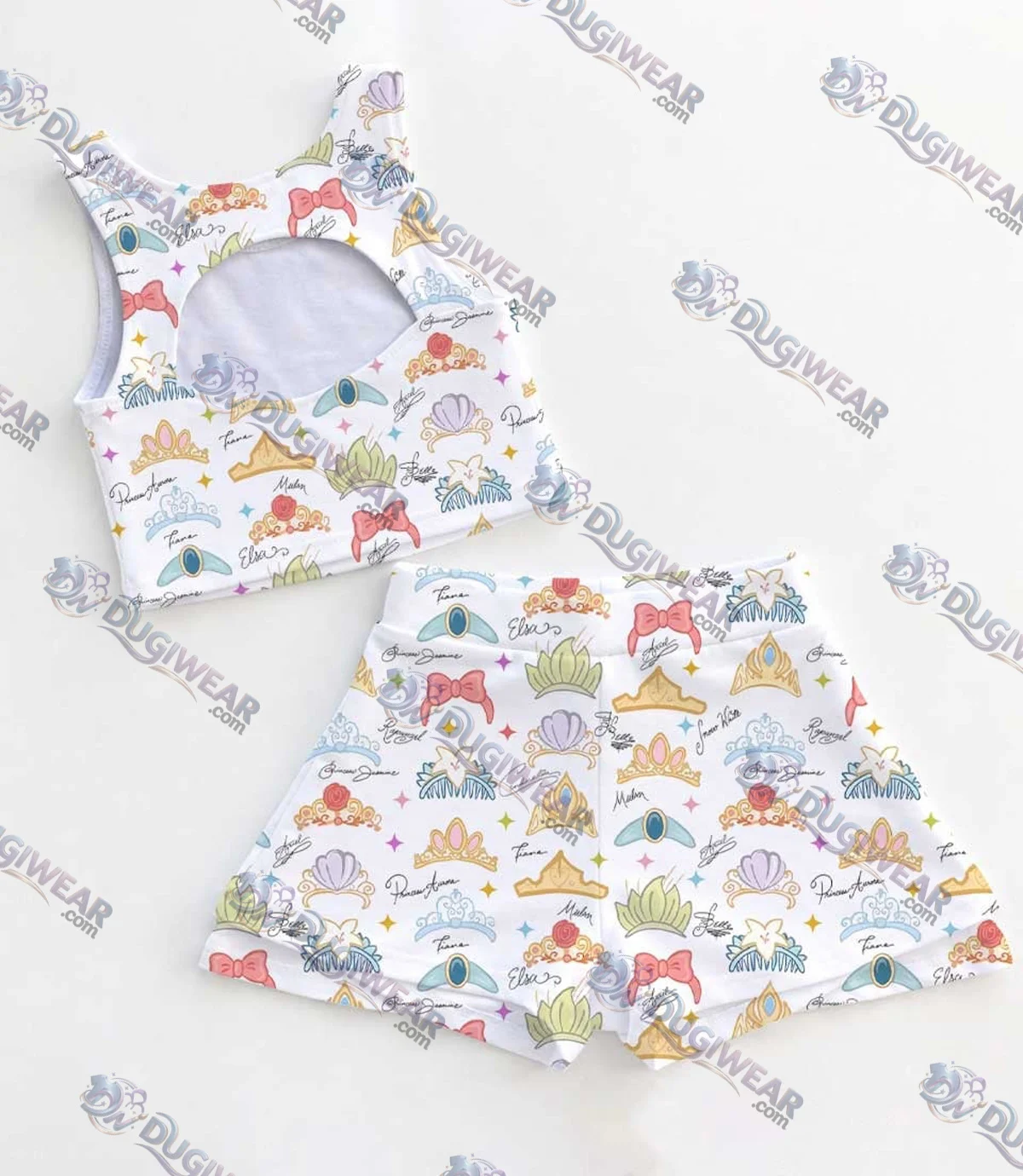 Princess Crown Coquette Bow Dress Set, Disney Princess Family Vacation Outfit Princess Crown Coquette Bow Dress Set, Disney Princess Family Vacation Outfit