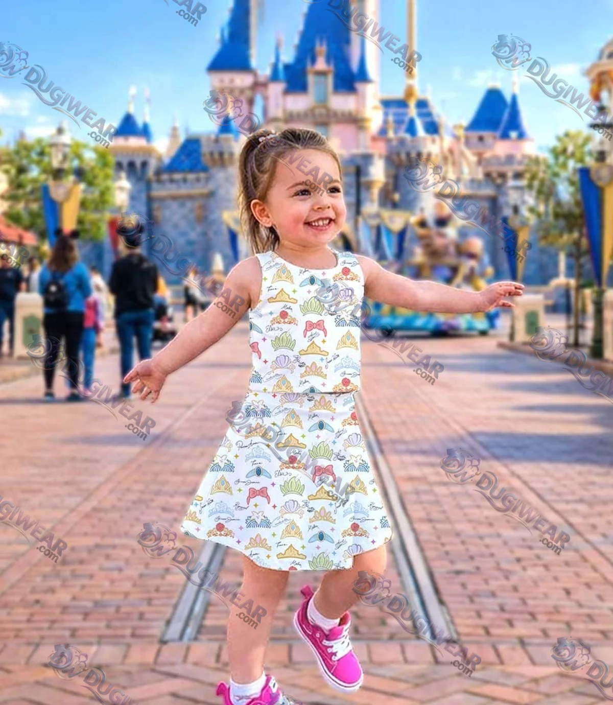 Princess Crown Coquette Bow Dress Set, Disney Princess Family Vacation Outfit Princess Crown Coquette Bow Dress Set, Disney Princess Family Vacation Outfit