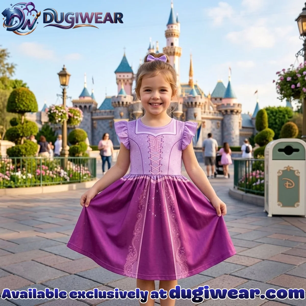 Rapunzel Tangled Toddler Ruffle Skater Dress, Disney Princess Birthday Halloween Costume For Girls