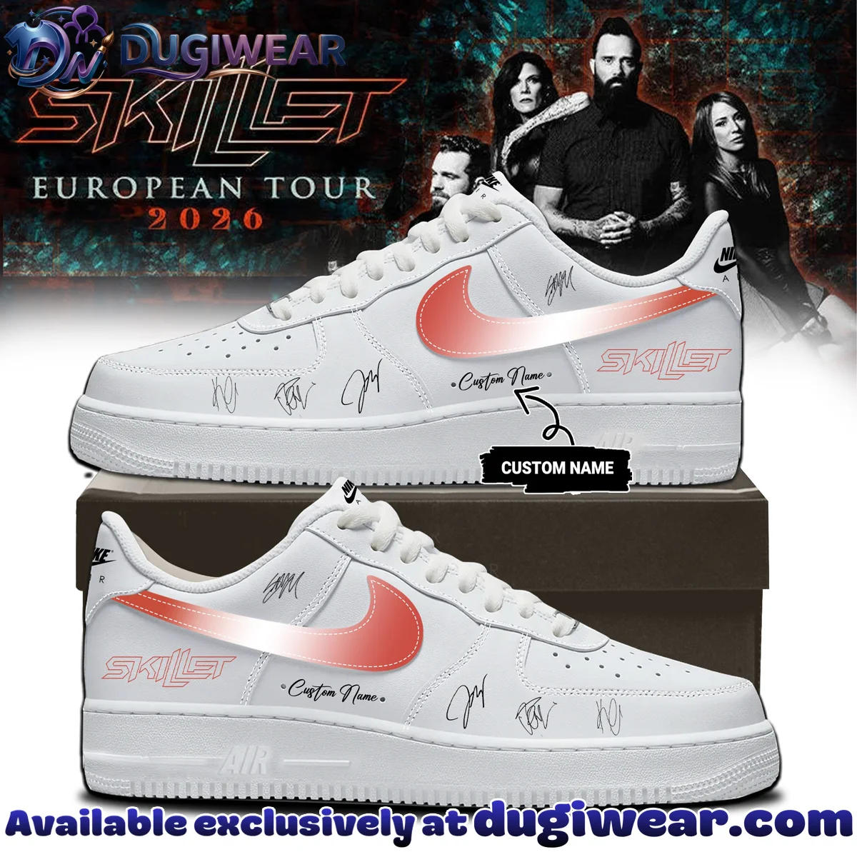 Skillet European Tour Custom Air Force 1 & Jordan 1 Shoes (Style 12)