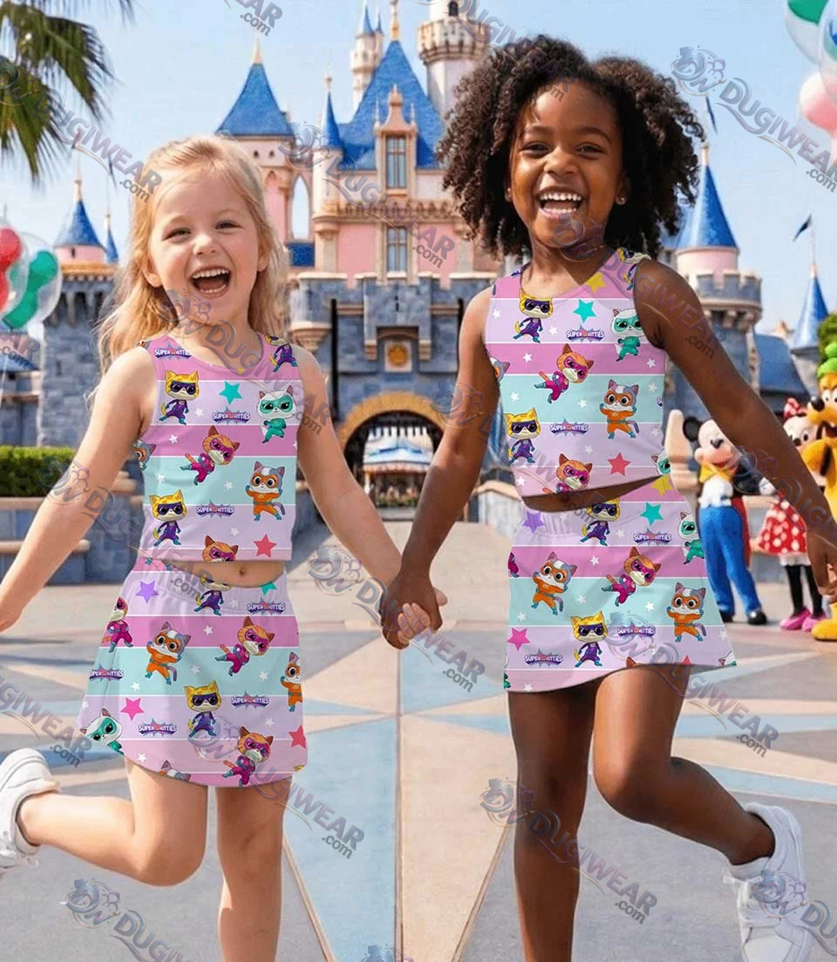 SuperKitties Matching Mom and Me Dress Set, Disney Junior Family Vacation Theme Park Outfit SuperKitties Matching Mom and Me Dress Set, Disney Junior Family Vacation Theme Park Outfit