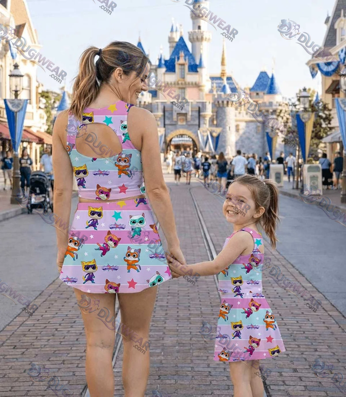 SuperKitties Matching Mom and Me Dress Set, Disney Junior Family Vacation Theme Park Outfit SuperKitties Matching Mom and Me Dress Set, Disney Junior Family Vacation Theme Park Outfit