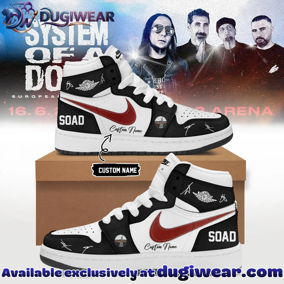 System of a Down Europe UK Stadium Tour Signed Custom Air Force 1 & Jordan 1 Shoes (Release 19)