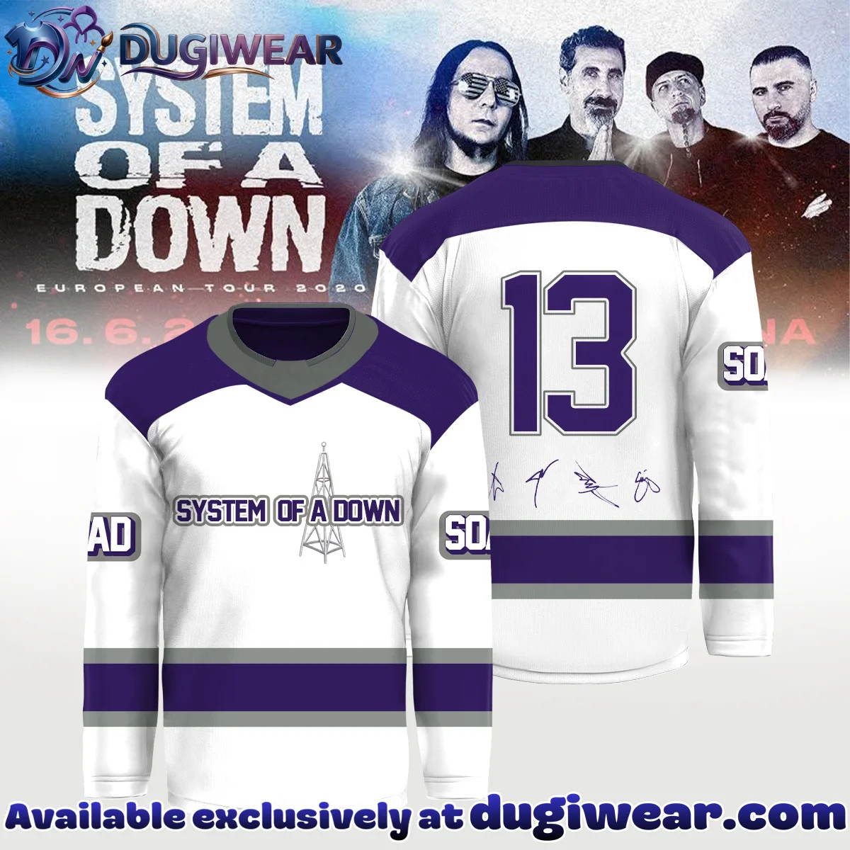 System of a Down Europe UK Stadium Tour Signed Jersey (Style 35)