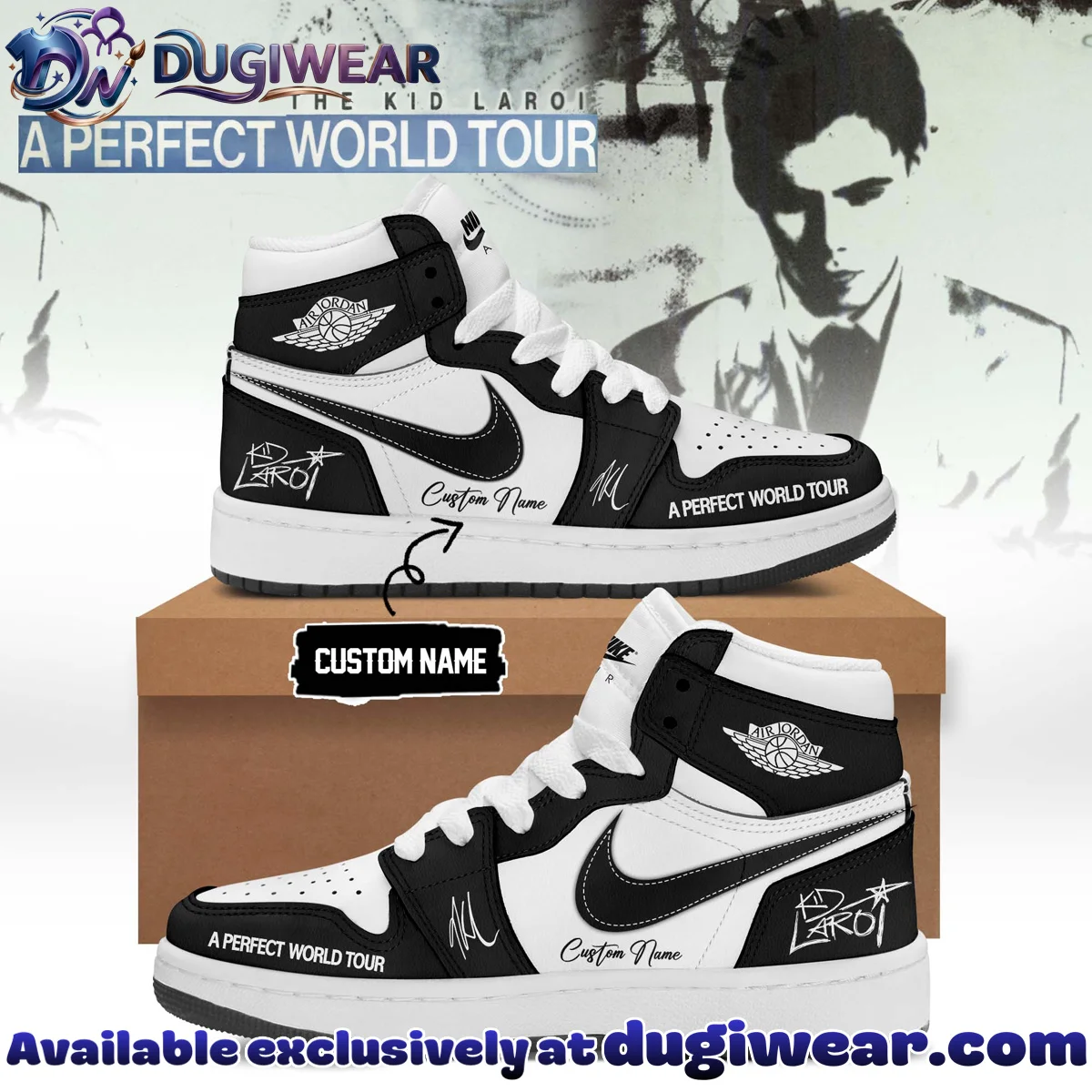 The Kid Laroi A Perfect World Tour Custom Air Force 1 & Jordan 1 Shoes (Style 10)