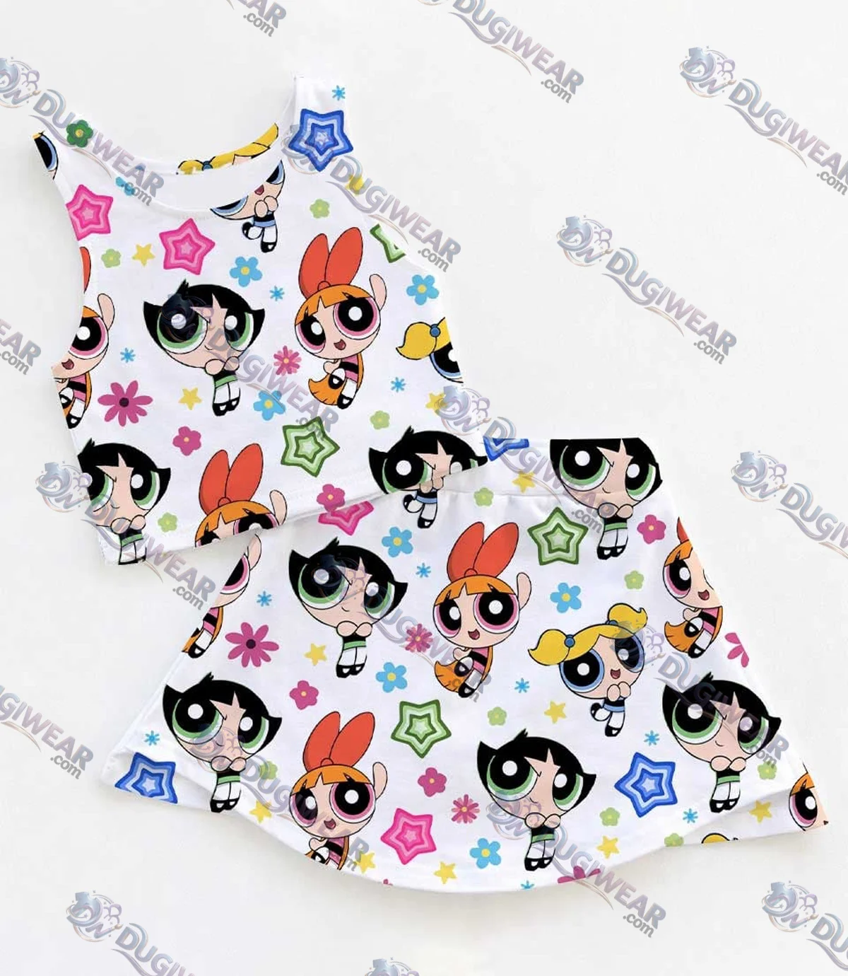 The Powerpuff Girls Dress Set, Cute Cartoon Birthday Vacation Outfit