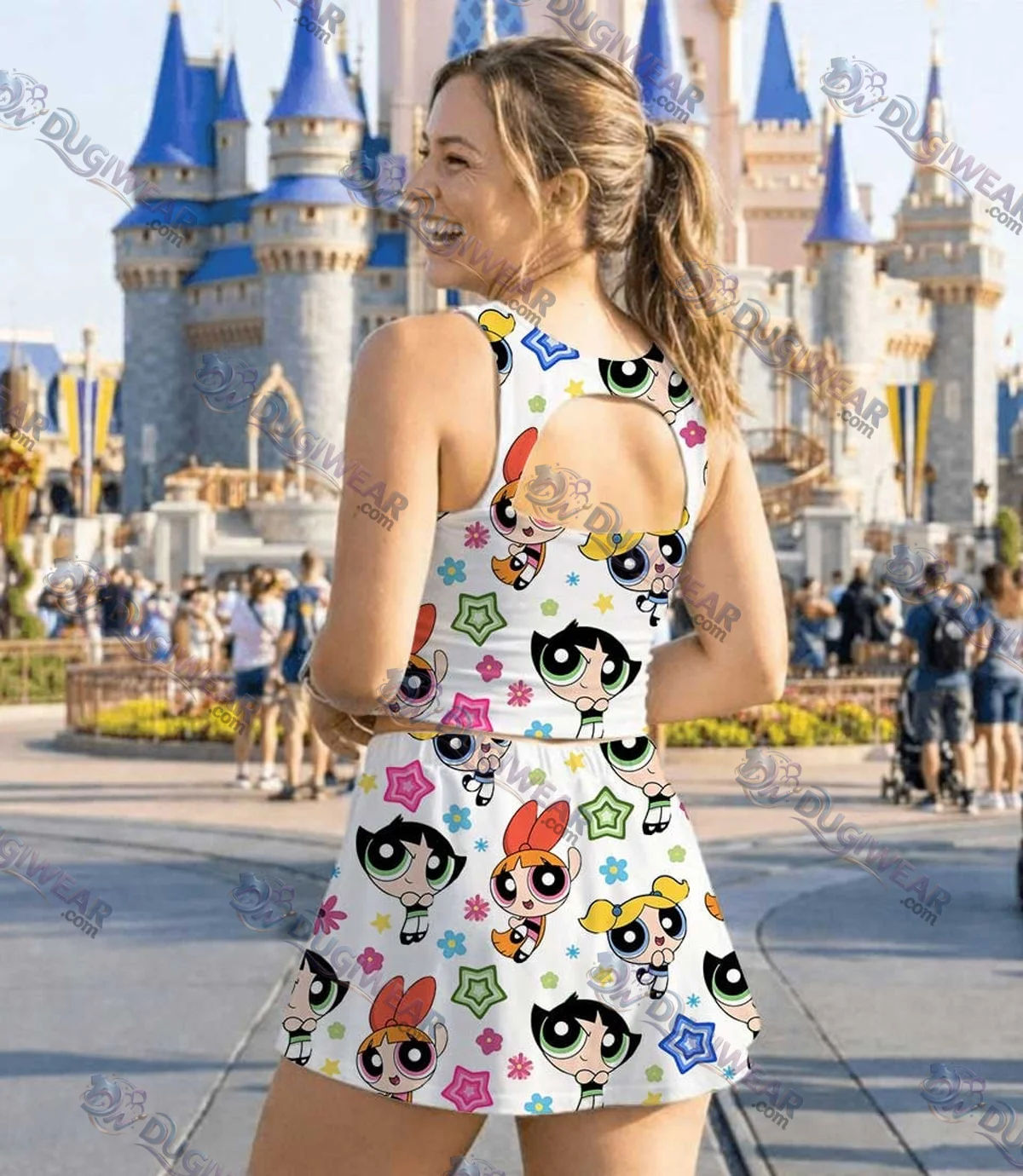 The Powerpuff Girls Dress Set, Cute Cartoon Birthday Vacation Outfit The Powerpuff Girls Dress Set, Cute Cartoon Birthday Vacation Outfit