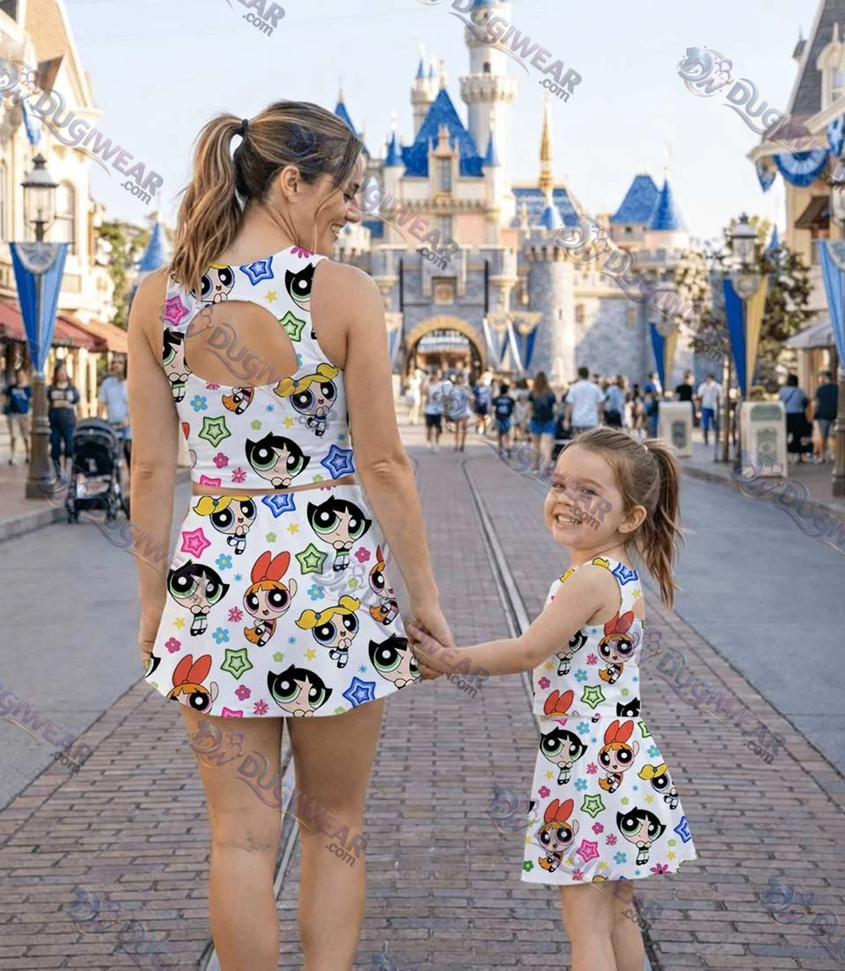 The Powerpuff Girls Dress Set, Cute Cartoon Birthday Vacation Outfit The Powerpuff Girls Dress Set, Cute Cartoon Birthday Vacation Outfit