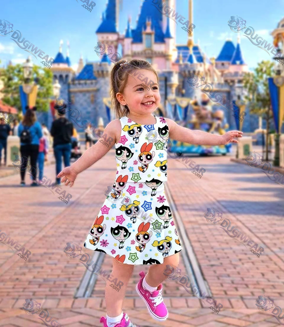 The Powerpuff Girls Dress Set, Cute Cartoon Birthday Vacation Outfit The Powerpuff Girls Dress Set, Cute Cartoon Birthday Vacation Outfit