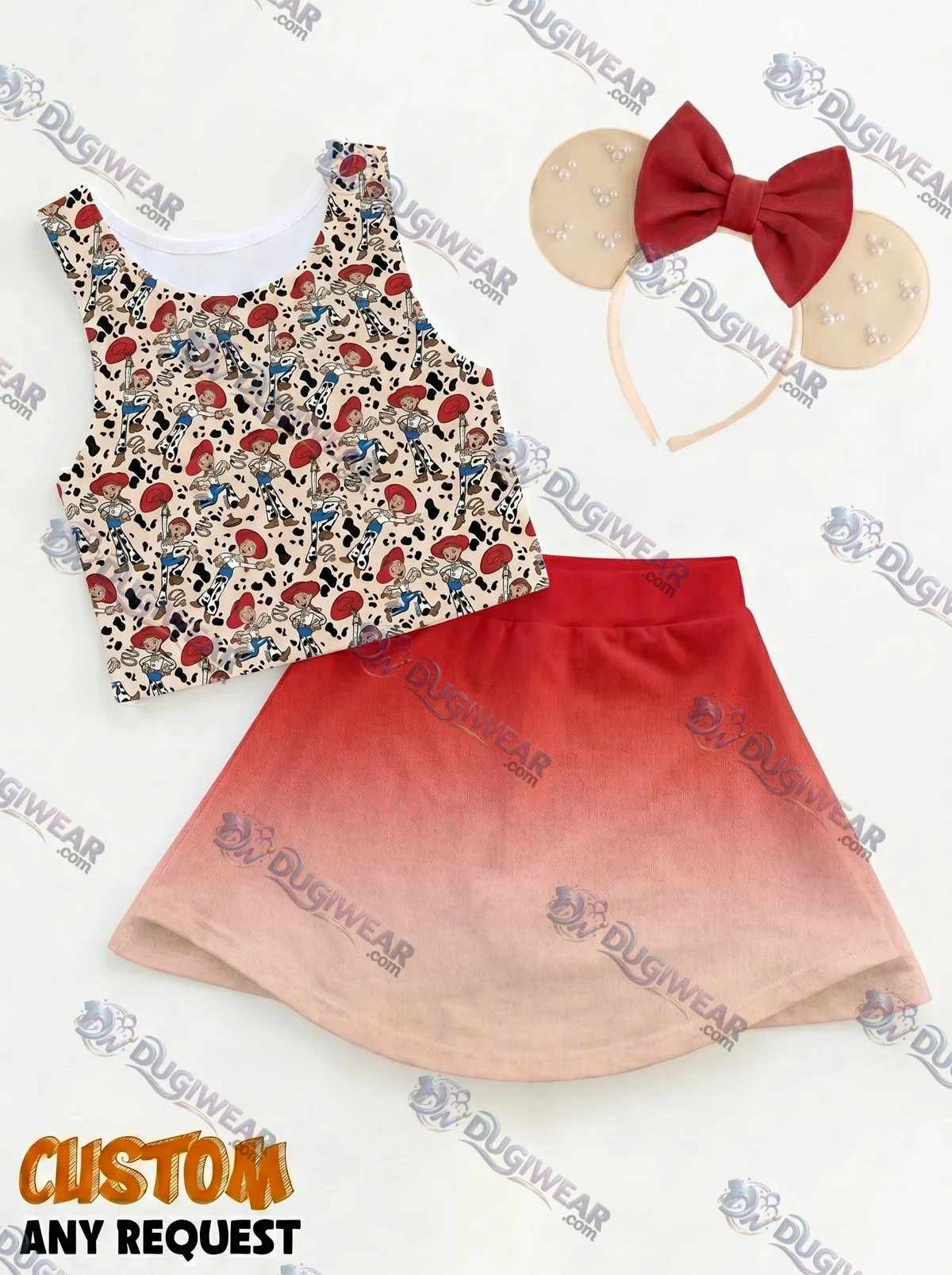 Toy Story Jessie Ombre Matching Dress Set, Mom And Me Cartoon Outfit, Disneyland Family Trip Clothes