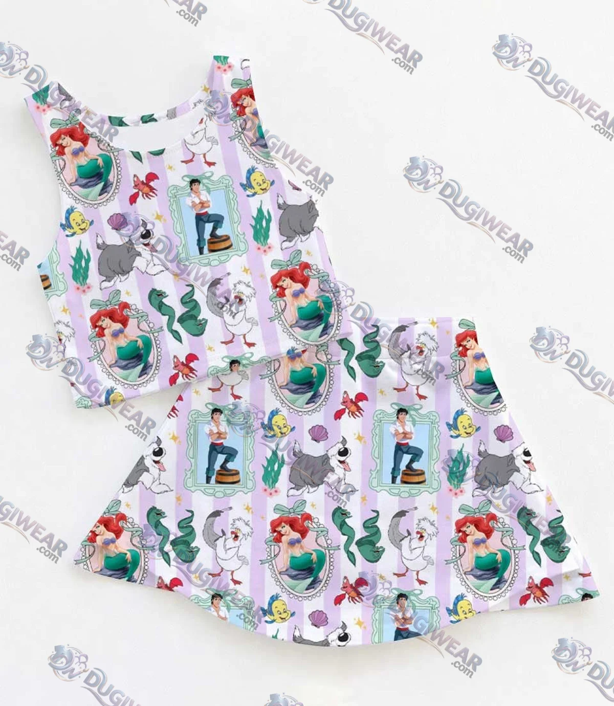 Women's Ariel Princess Activewear Set, Athletic Dress & Skort Outfit, Family Matching Sportswear