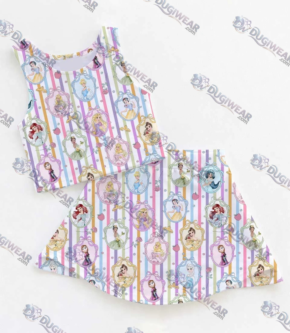Women's Disney Princess Activewear Set, Cartoon Athletic Dress & Skort Outfit, Family Matching Sportswear
