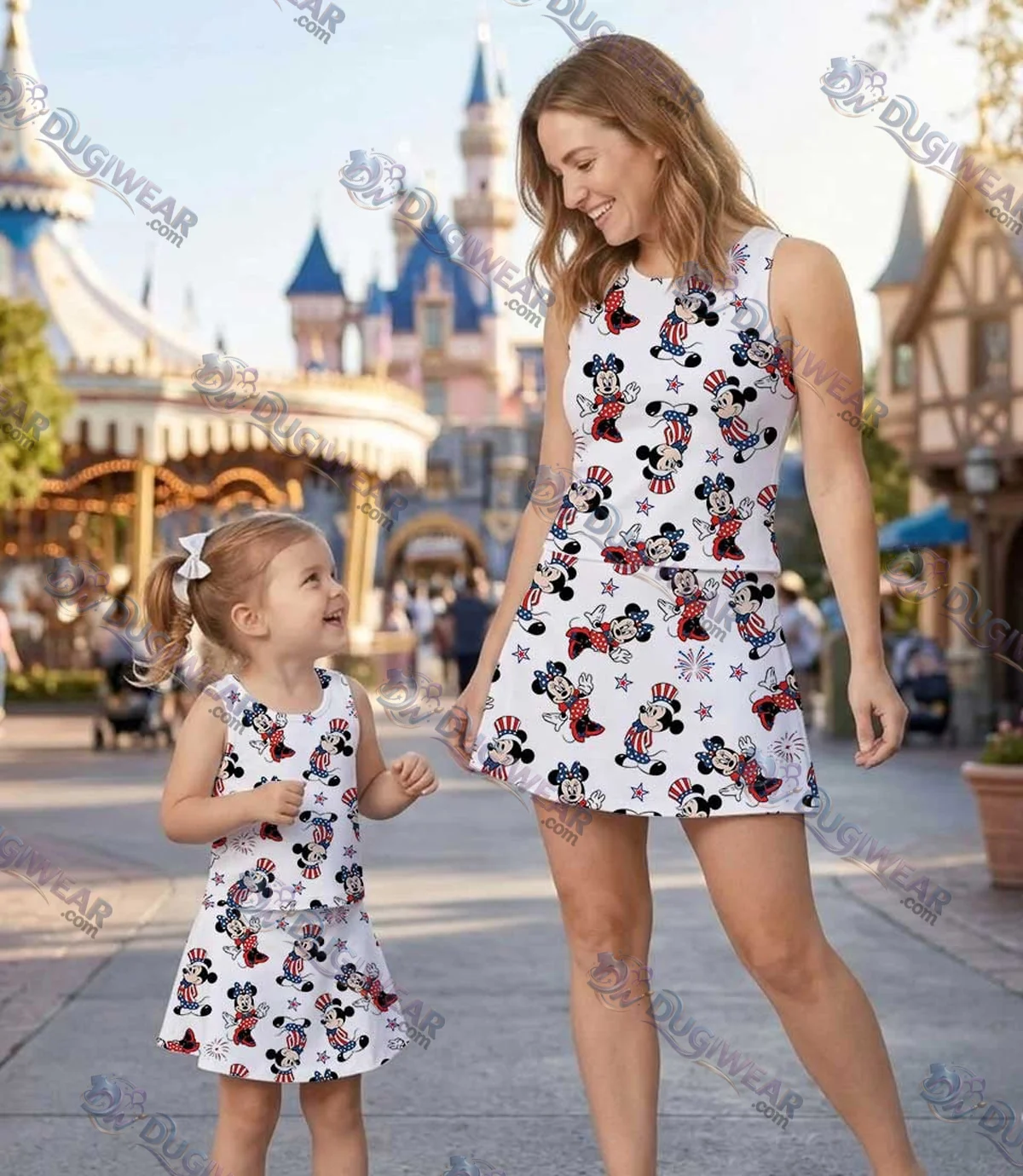 Women's Patriotic Mickey Activewear Set, USA Flag Athletic Dress & Skort Outfit, Red White Blue 4th Of July Matching Women's Patriotic Mickey Activewear Set, USA Flag Athletic Dress & Skort Outfit, Red White Blue 4th Of July Matching