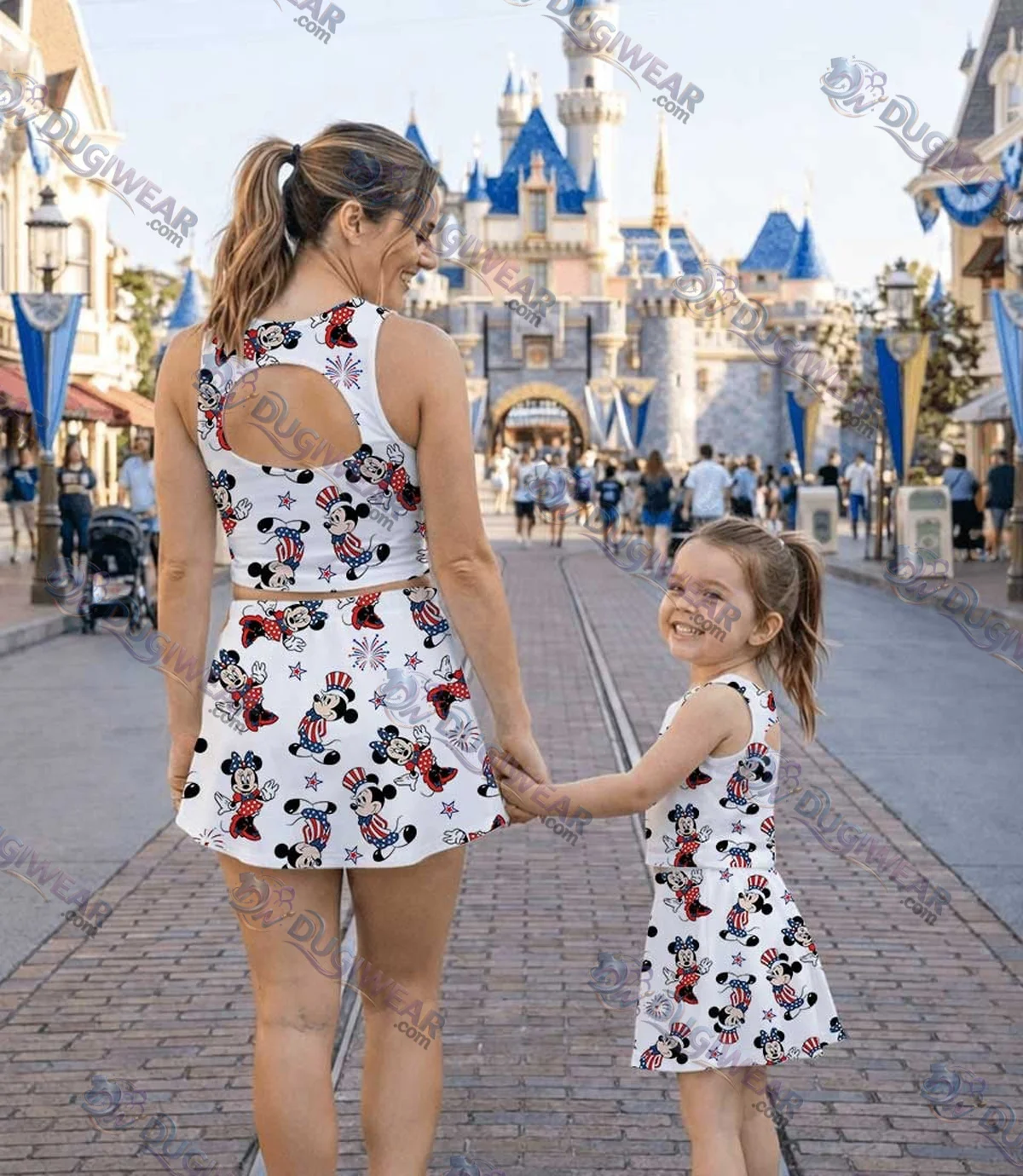 Women's Patriotic Mickey Activewear Set, USA Flag Athletic Dress & Skort Outfit, Red White Blue 4th Of July Matching Women's Patriotic Mickey Activewear Set, USA Flag Athletic Dress & Skort Outfit, Red White Blue 4th Of July Matching