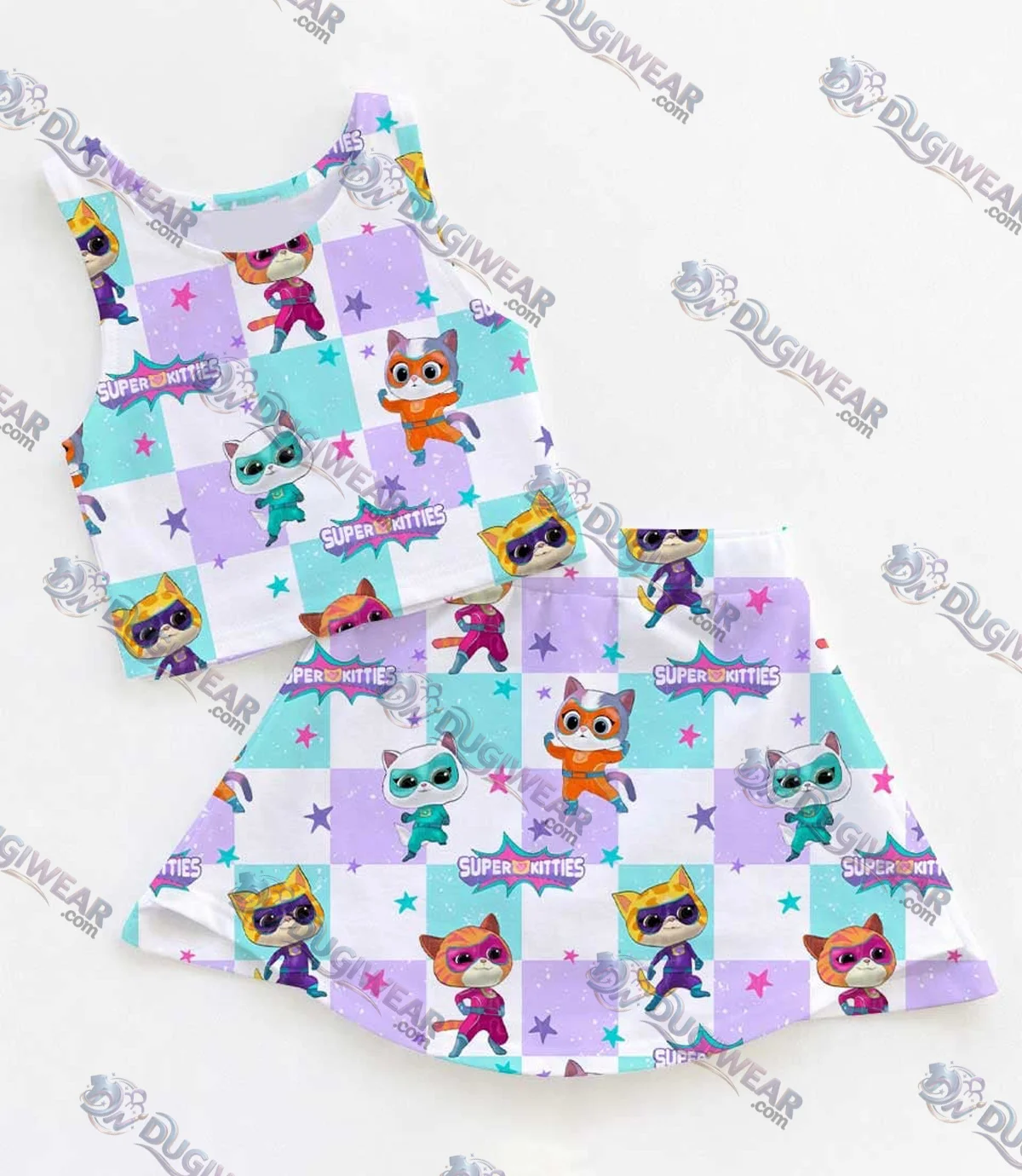 Women's Super Kitties Activewear Set, Buddy Bitsy Ginny & Sparks Athletic Dress & Skort Outfit